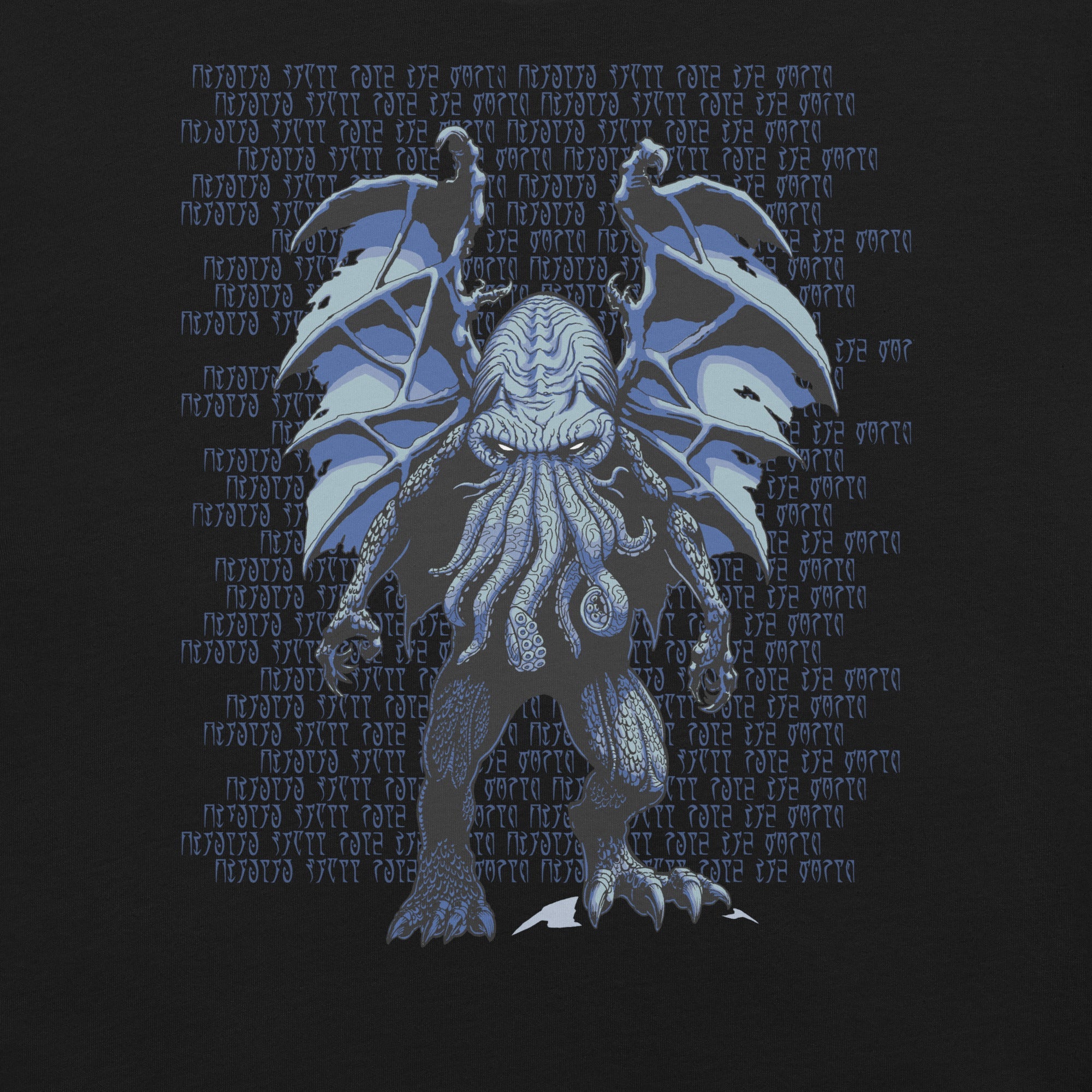Blue Cthulhu T-Shirt Geek Nerd Advertise to Meta Fantasy Prints FLOW DESC WRITING