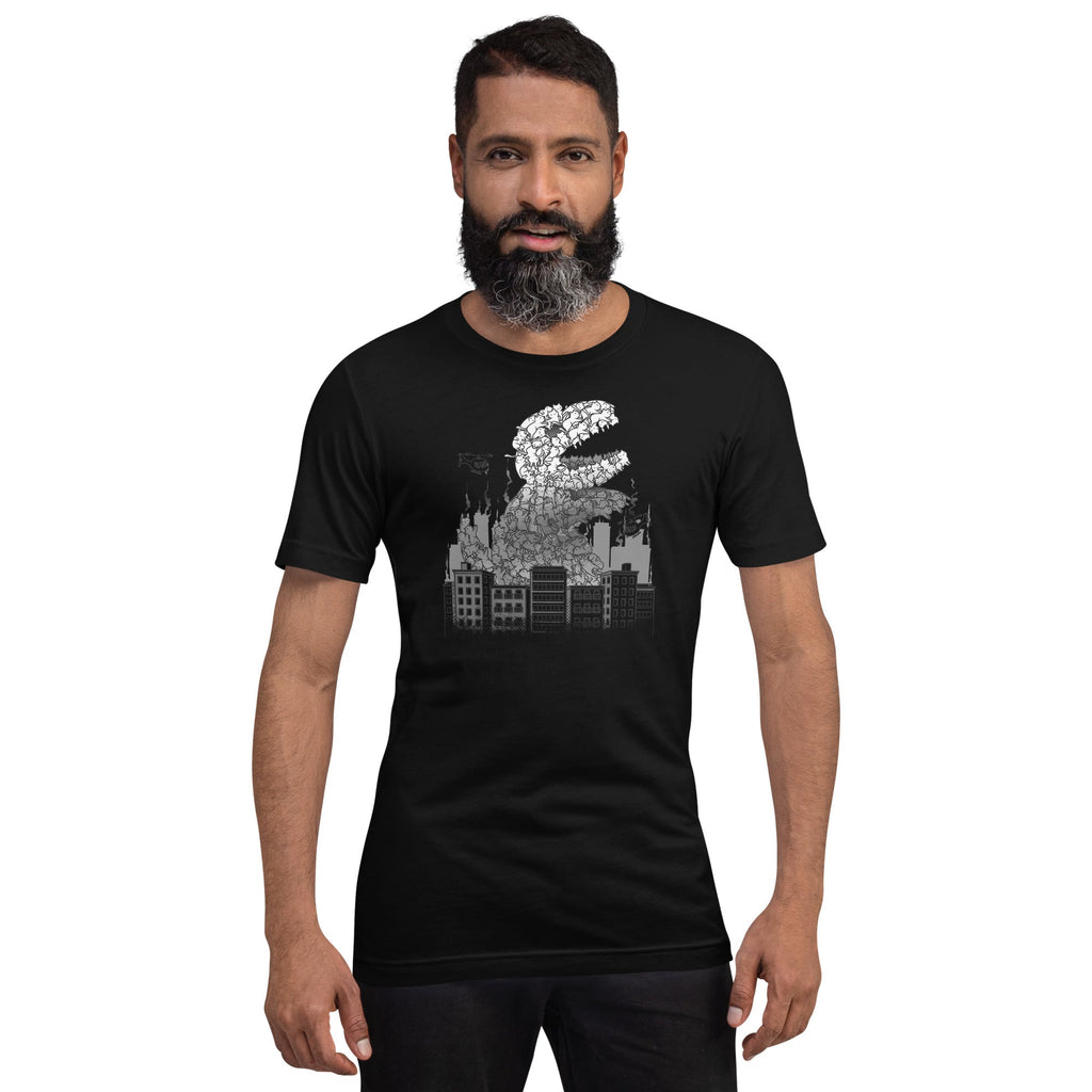 Catzilla T-Shirt Geek Nerd Advertise to Meta Animal Patterns Anime