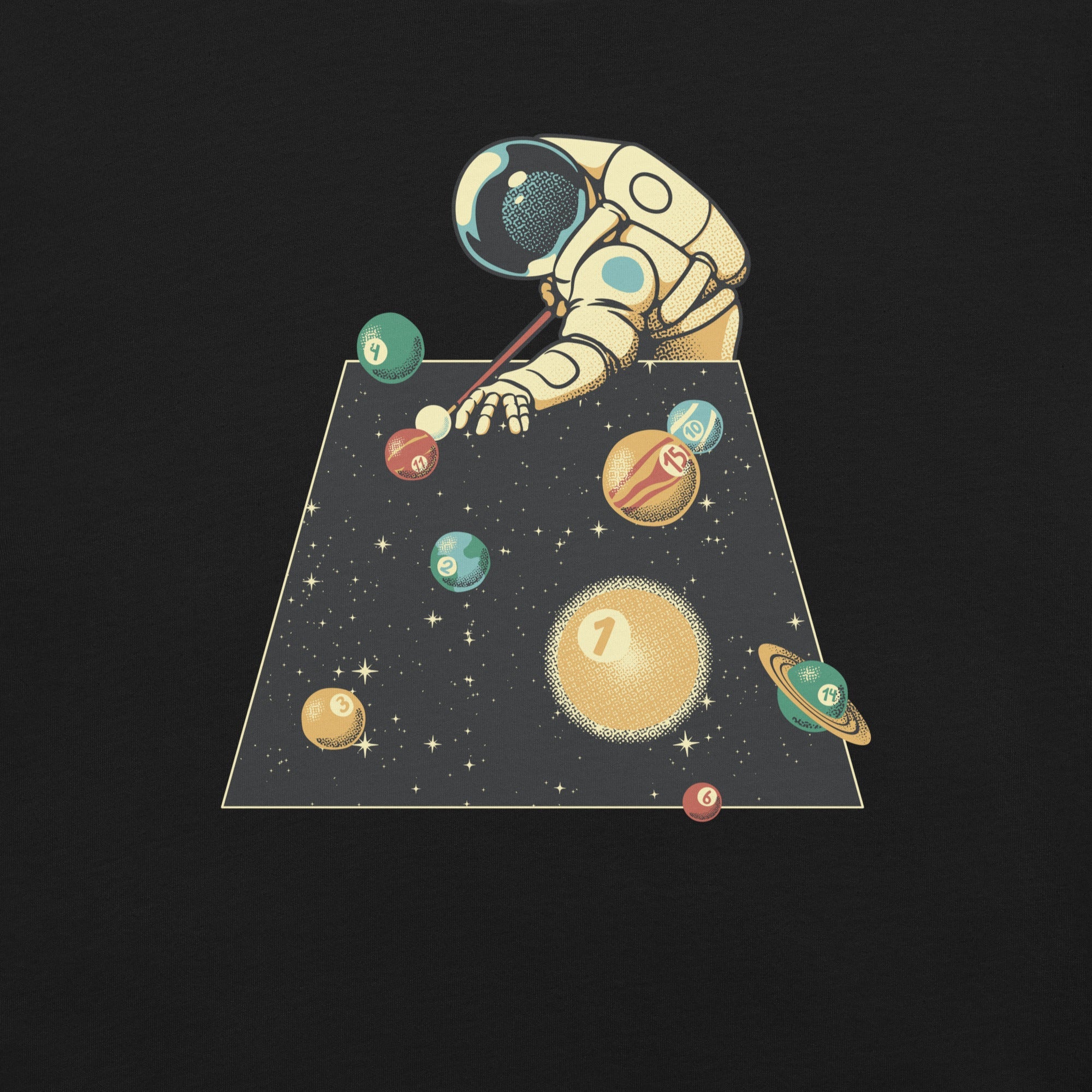 Billiard Ball Solar System T-Shirt Geek Nerd Advertise to Meta board game print Design by Tobe Fonseca