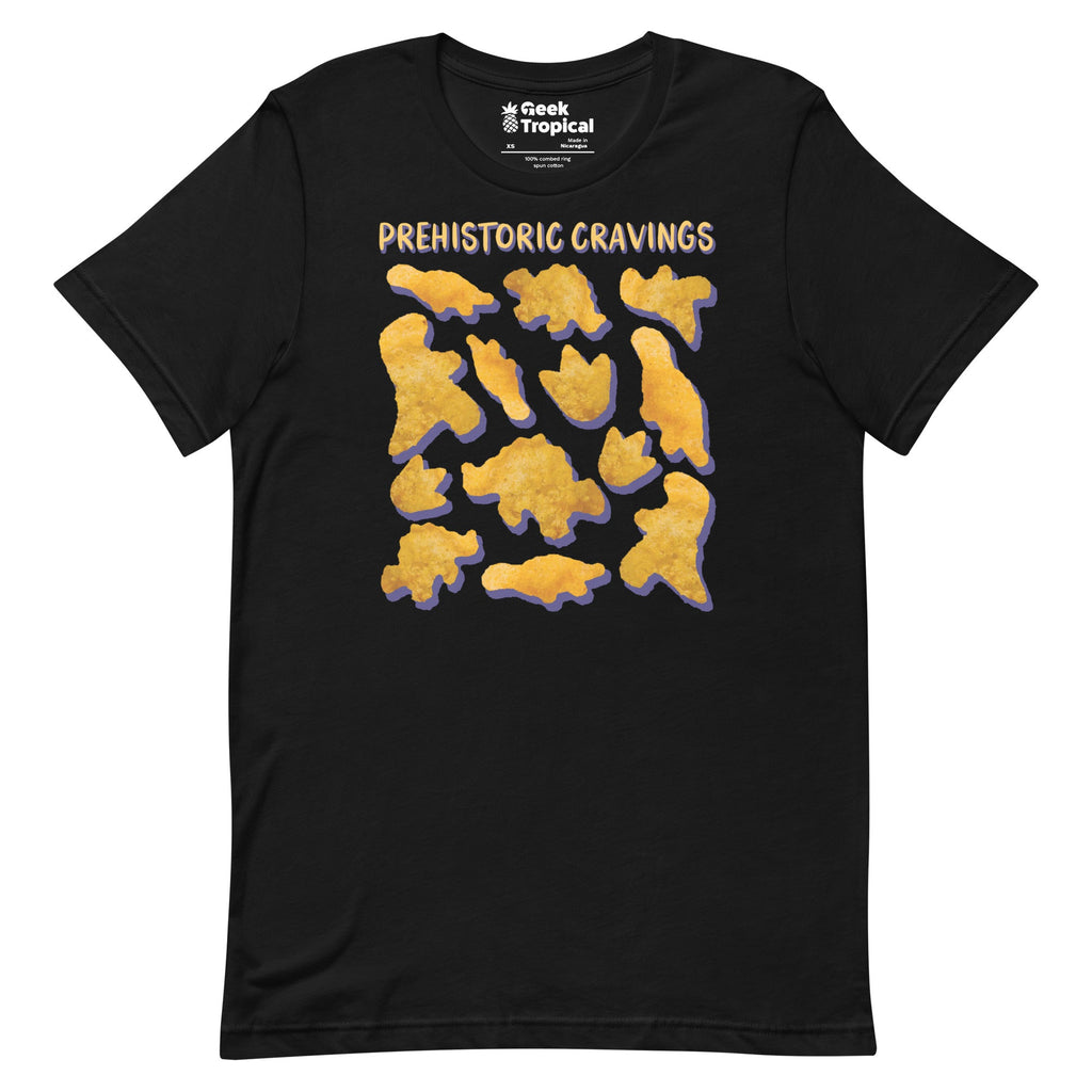 Prehistoric Cravings Dinosaur Chicken Nuggets T-Shirt Geek Nerd Advertise to Meta Design by Random Galaxy dinosaur print