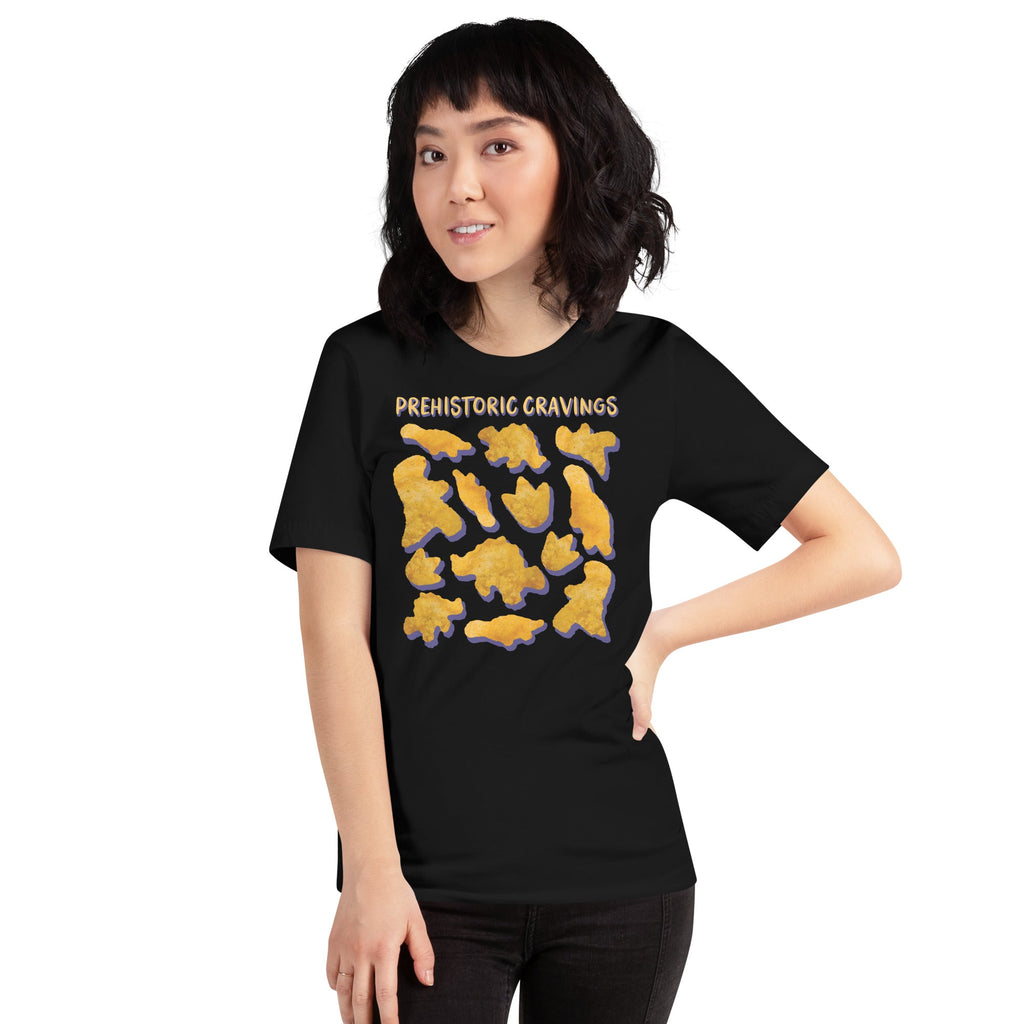 Prehistoric Cravings Dinosaur Chicken Nuggets T-Shirt Geek Nerd Advertise to Meta Design by Random Galaxy dinosaur print