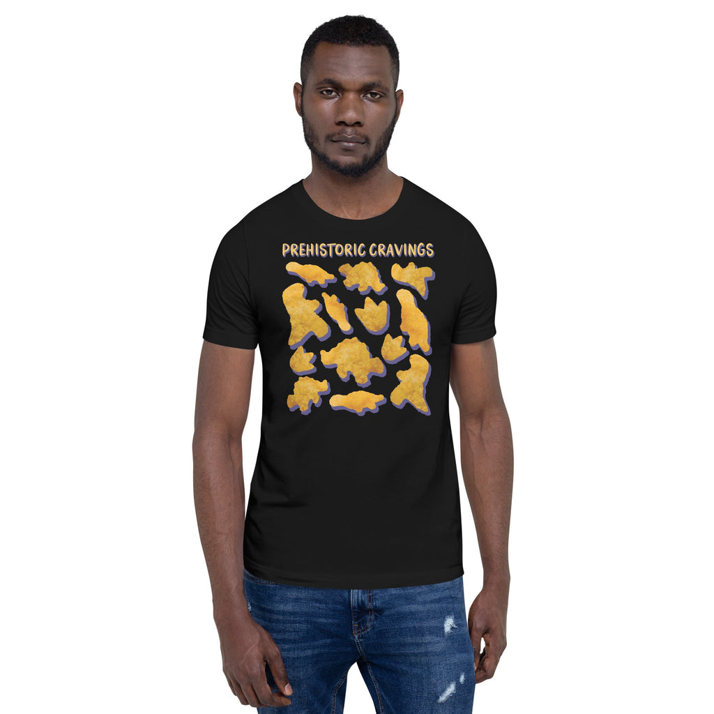 Prehistoric Cravings Dinosaur Chicken Nuggets T-Shirt Geek Nerd Advertise to Meta Design by Random Galaxy dinosaur print