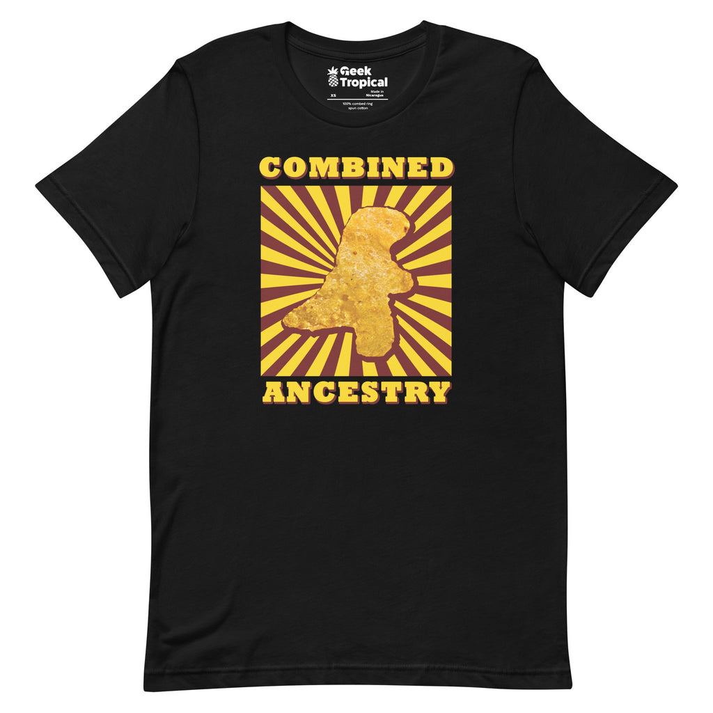 Combined Ancestry Dinosaur Nuggets T-Shirt Geek Nerd Advertise to Meta Animal Patterns Design by Random Galaxy