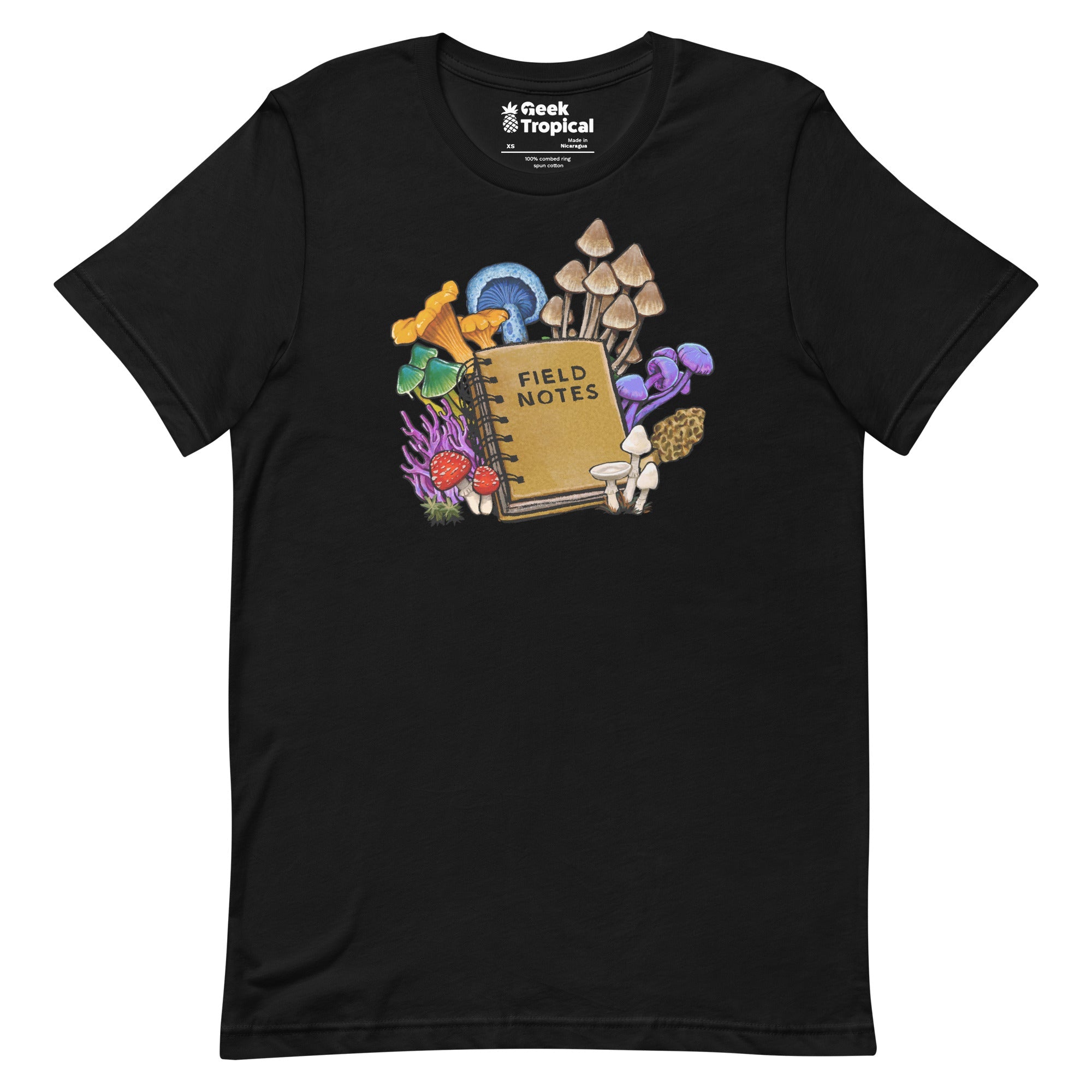 Mushroom Field Notes T-Shirt Geek Nerd Advertise to Meta Botany Print Elle