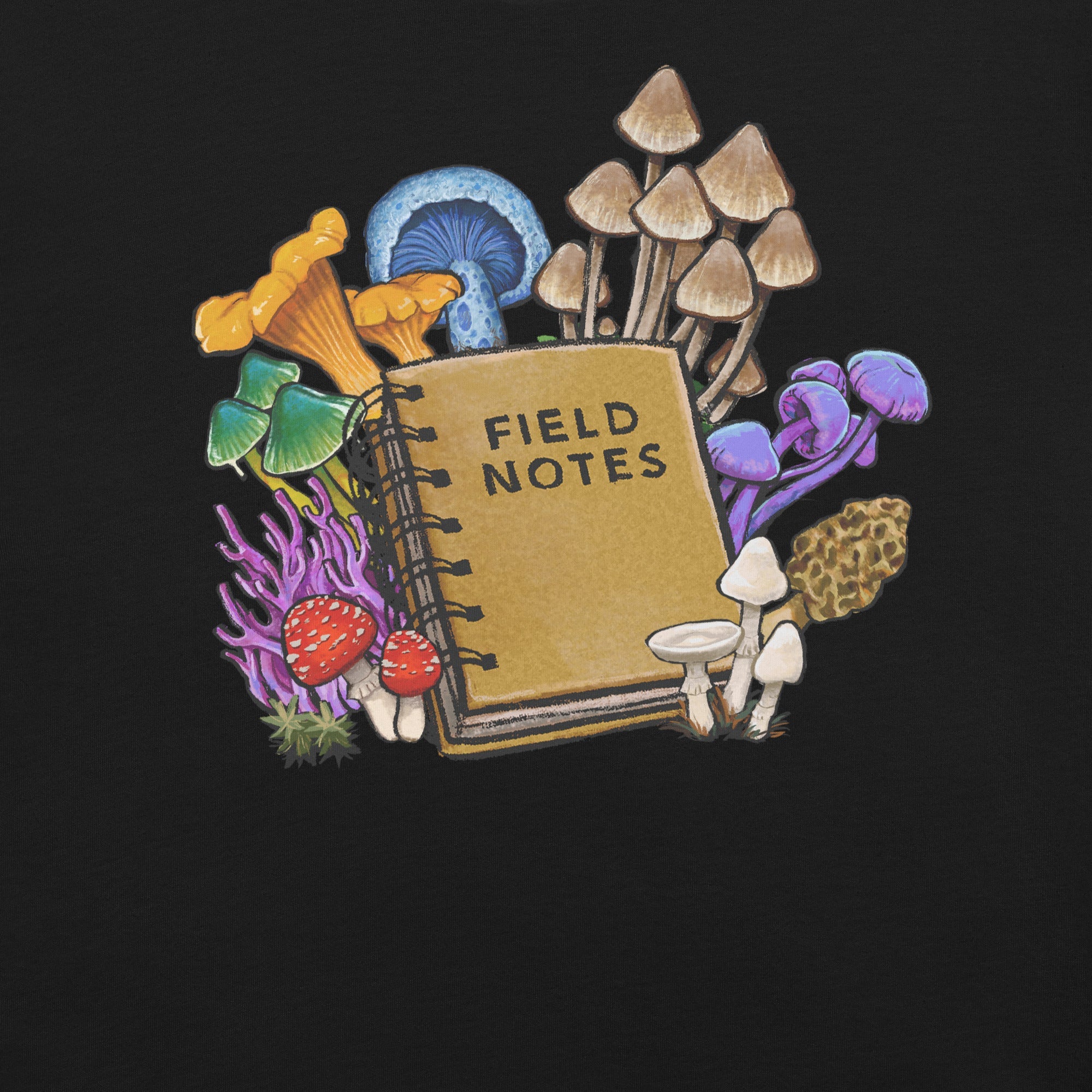 Mushroom Field Notes T-Shirt Geek Nerd Advertise to Meta Botany Print Elle