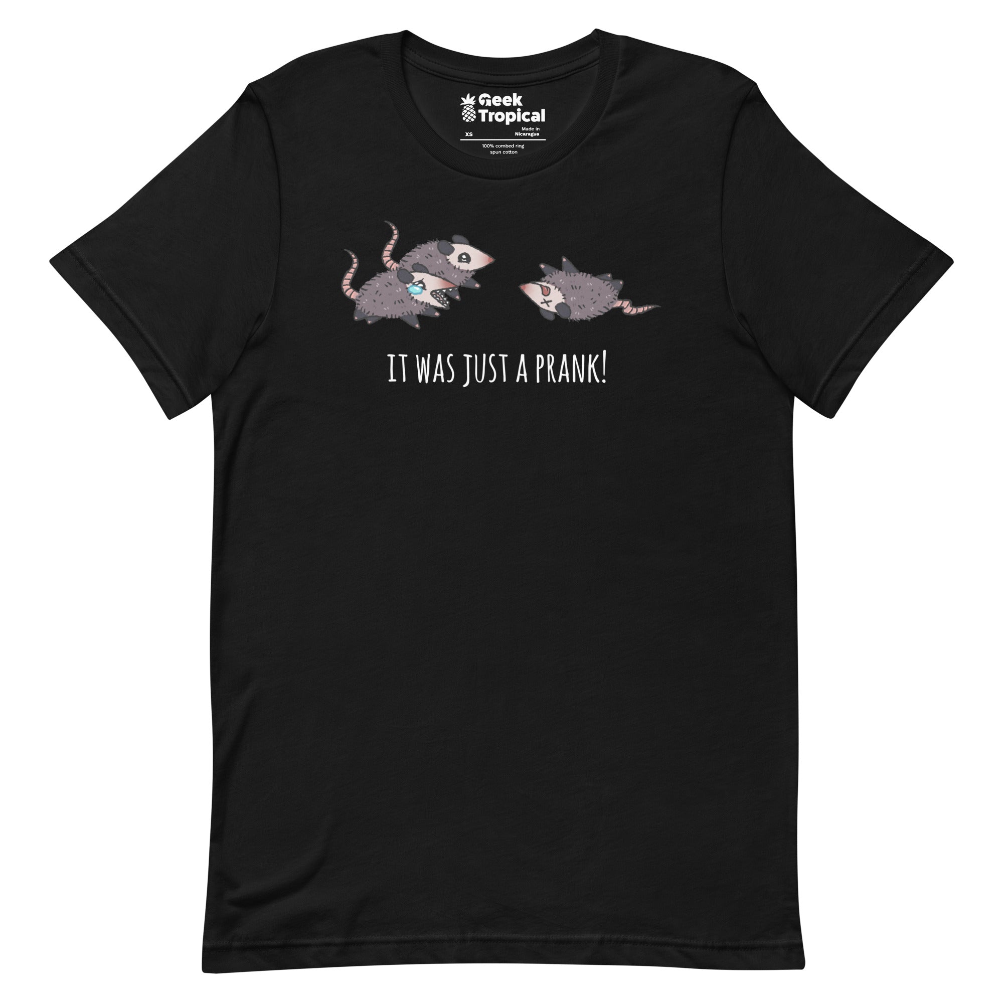 It Was Just A Prank Possum T-Shirt Geek Nerd Advertise to Meta Animal Patterns Design by Ardi Tong