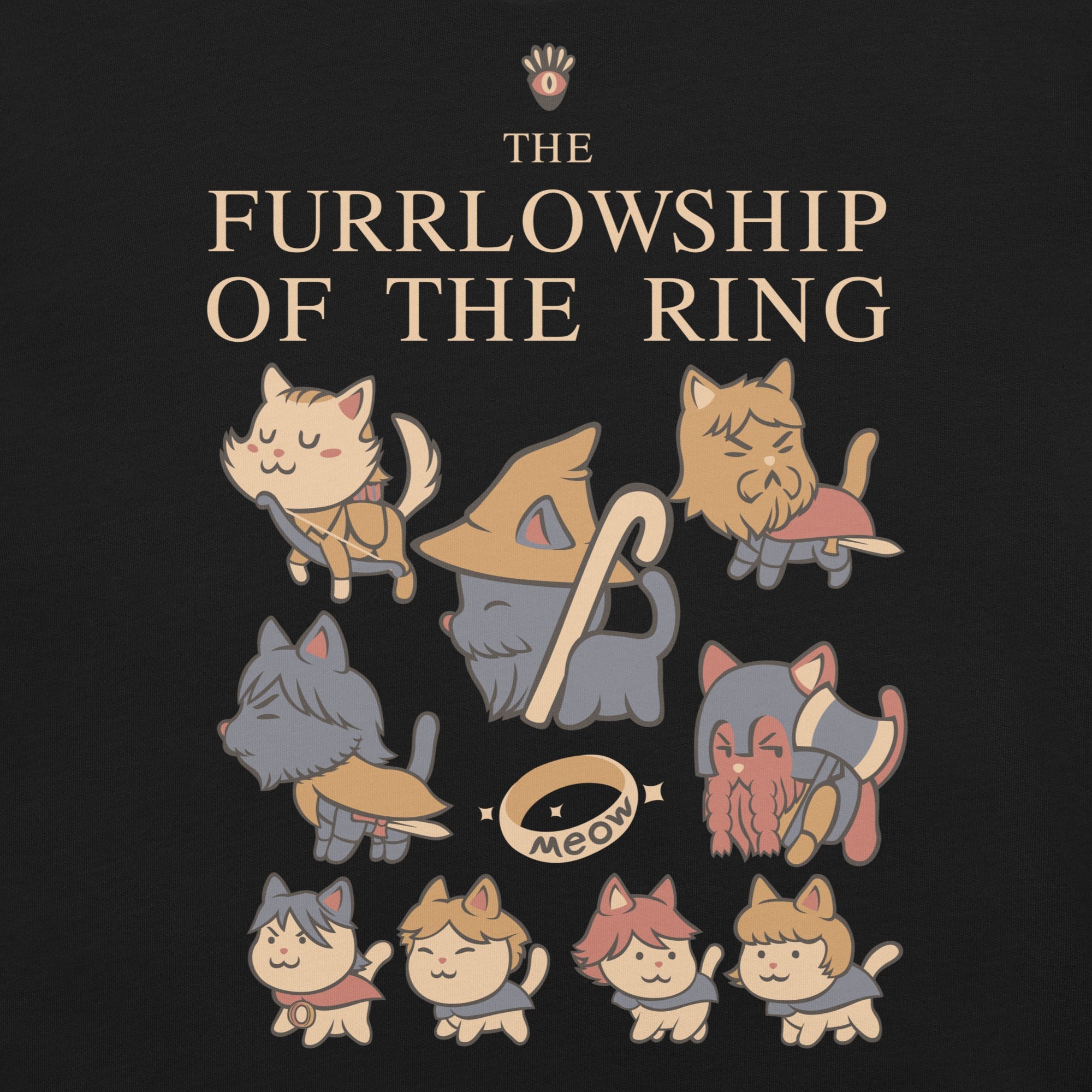 The Furrlowship of the Ring T-Shirt Geek Nerd Advertise to Meta Animal Patterns Book Prints