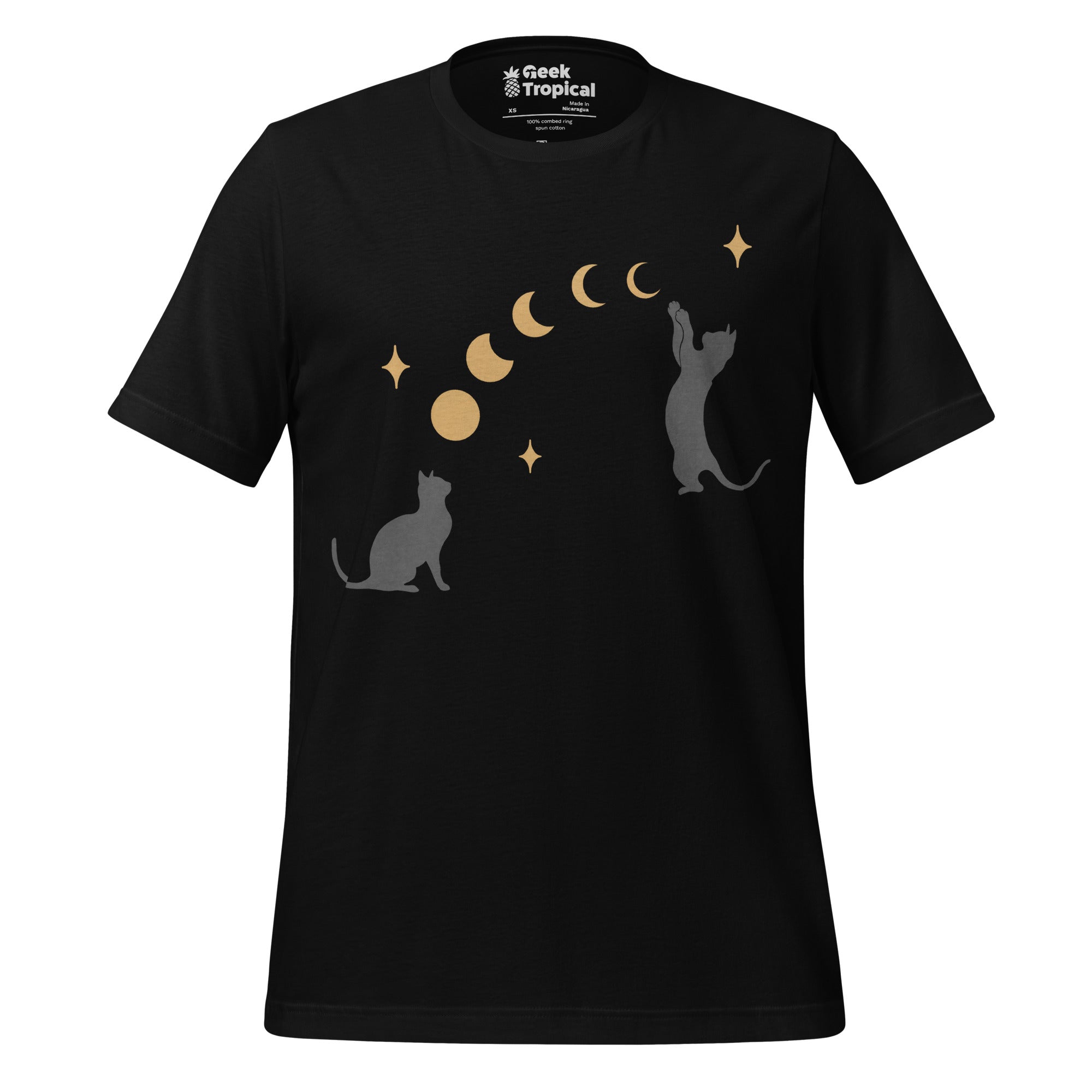 Diagonal Cat and Moon T-Shirt Geek Nerd Advertise to Meta Animal Patterns Design by Episodic