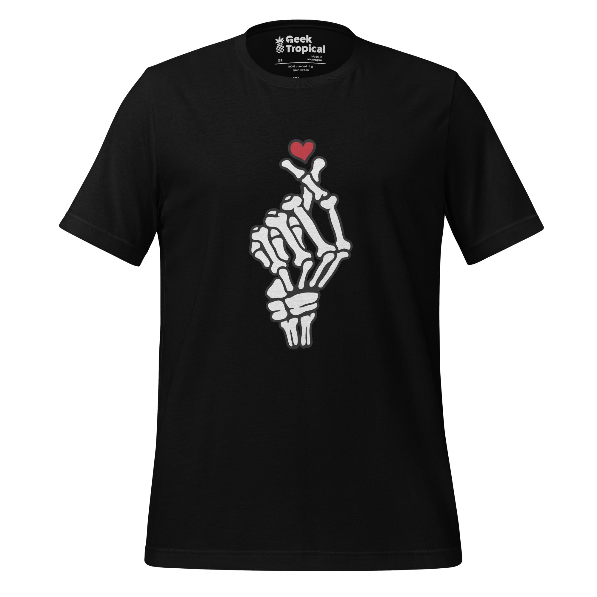 Skeleton Heart Hand T-Shirt Geek Nerd Advertise to Meta Anime Design by Tobe Fonseca