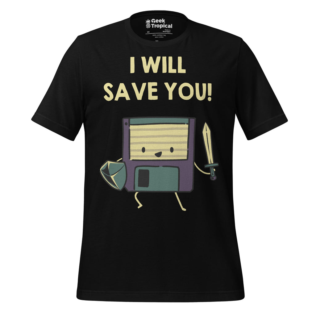 Floppy Disk Knight I Will Save You T-Shirt Geek Nerd Advertise to Meta computer print Design by Tobe Fonseca