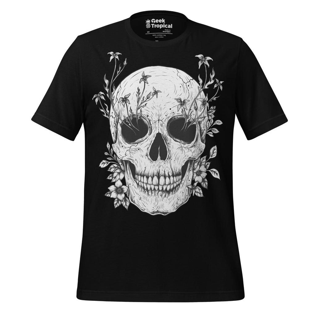 Floral Skull T-Shirt Geek Nerd Advertise to Meta Botany Print Design by Episodic