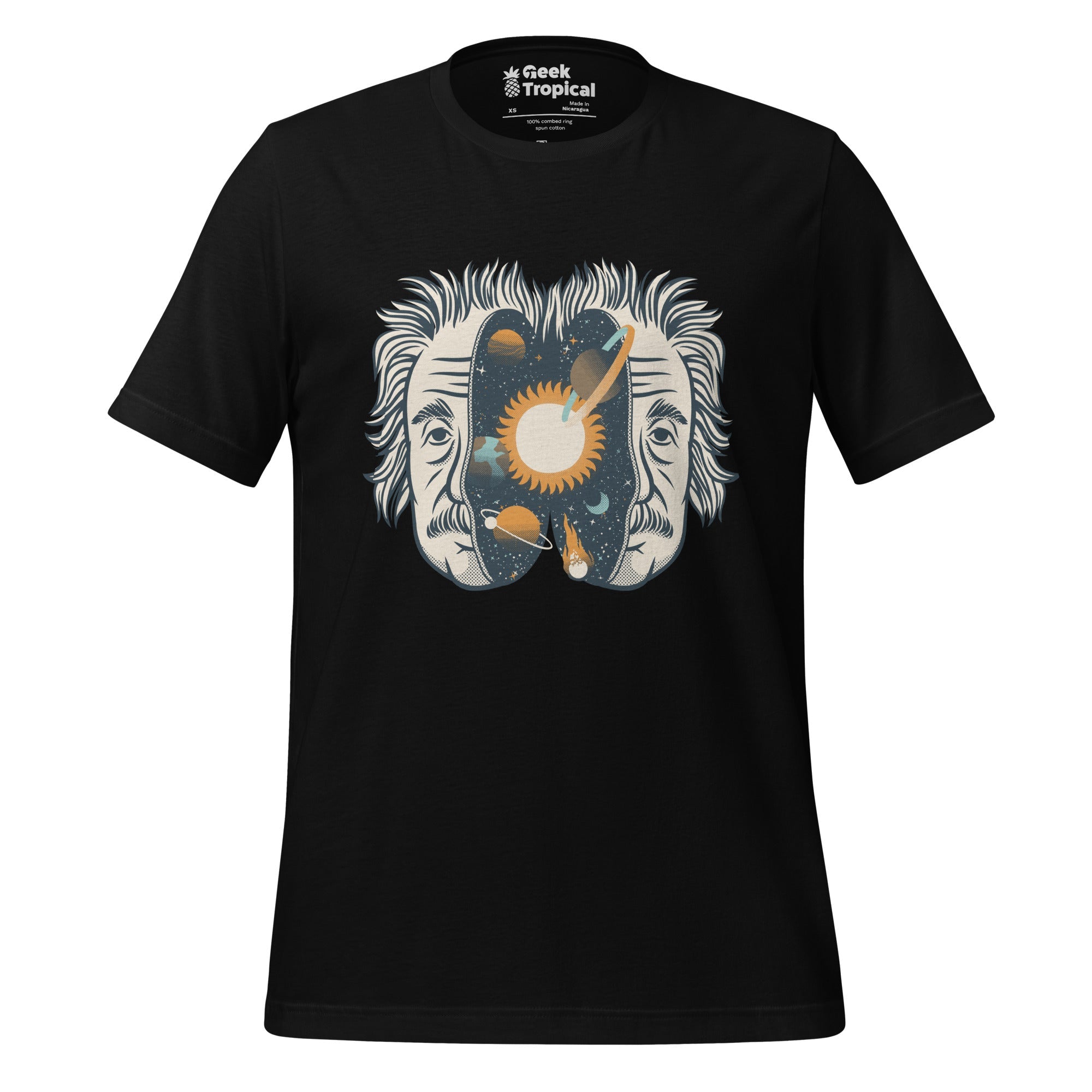 Albert Einstein Head Universe T-Shirt Geek Nerd Advertise to Meta Design by Tobe Fonseca FLOW DESC WRITING