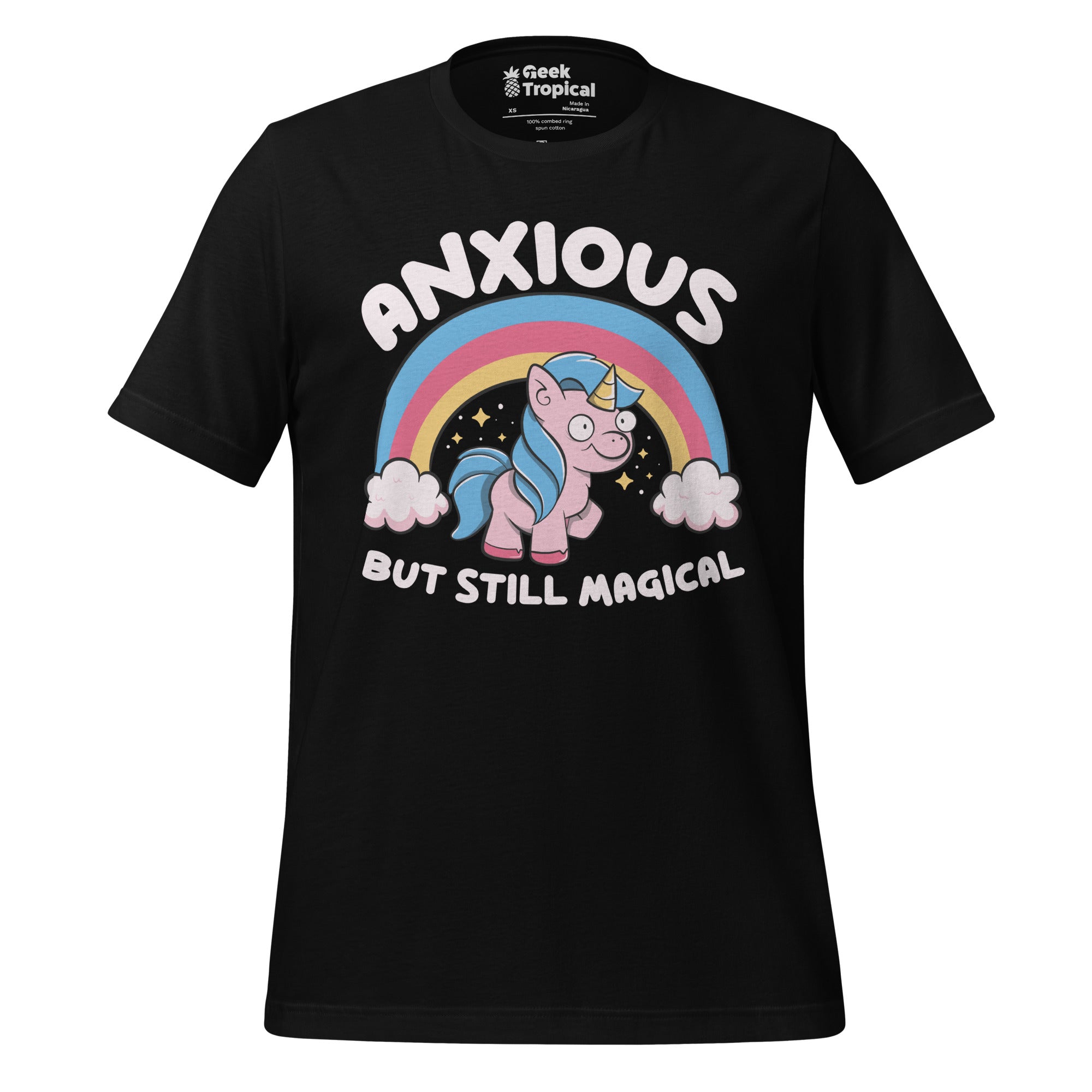 Anxious But Still Magical Unicorn T-Shirt Geek Nerd Advertise to Meta Design by Tobe Fonseca Fantasy Prints