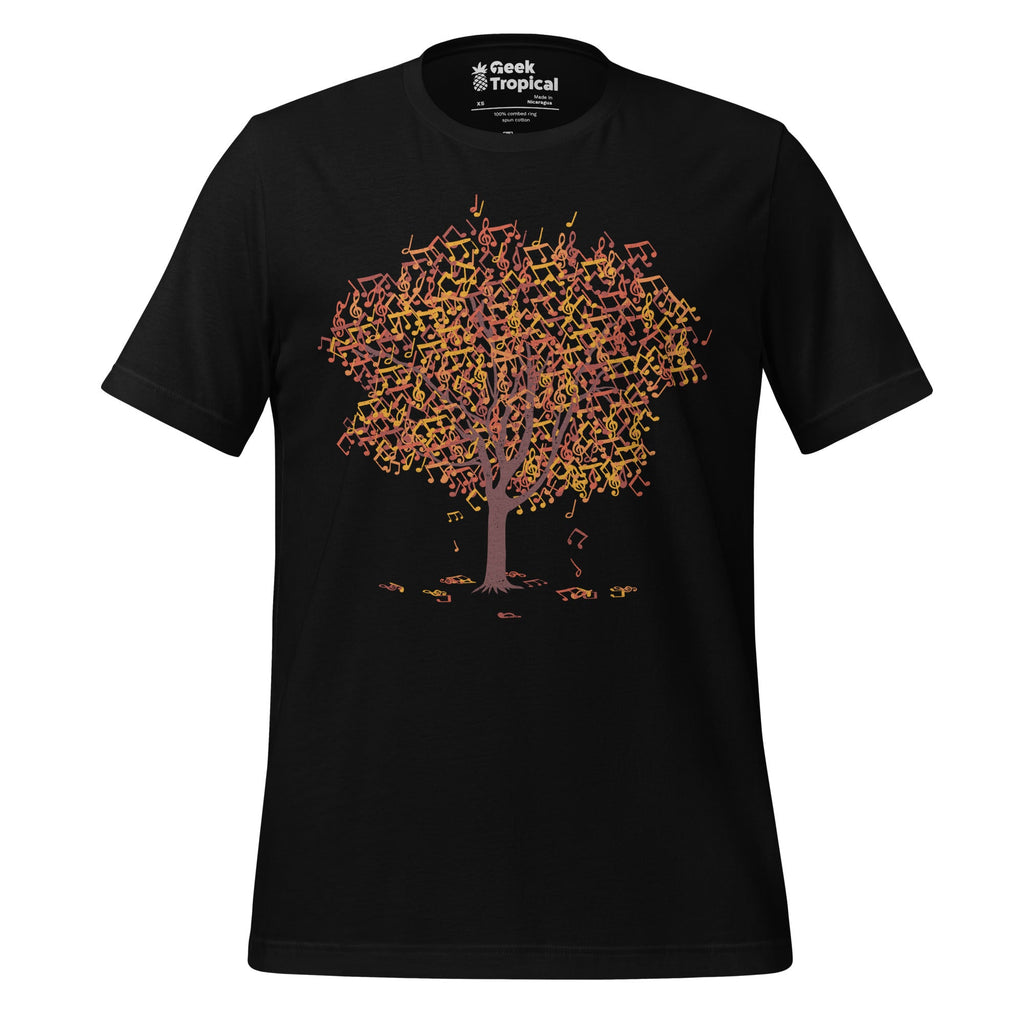Musical Notes Tree T-Shirt Geek Nerd Advertise to Meta Botany Print Design by Tobe Fonseca