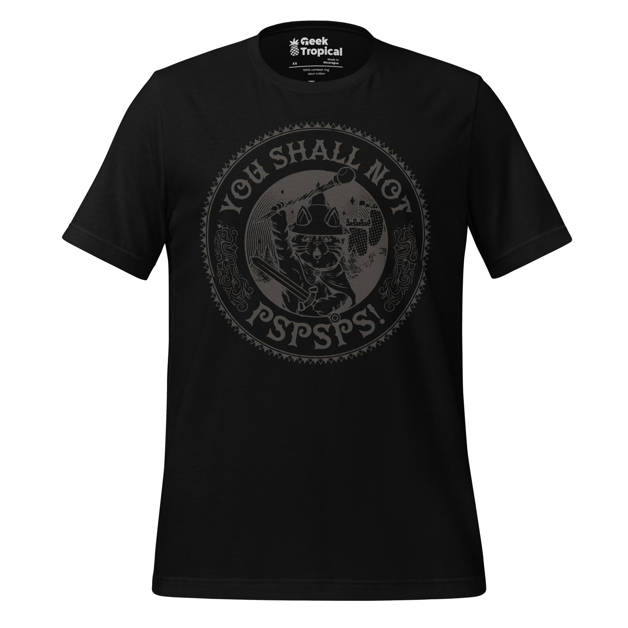 You Shall Not Pspsps Funny Cat T-Shirt Geek Nerd Advertise to Meta Animal Patterns Book Prints