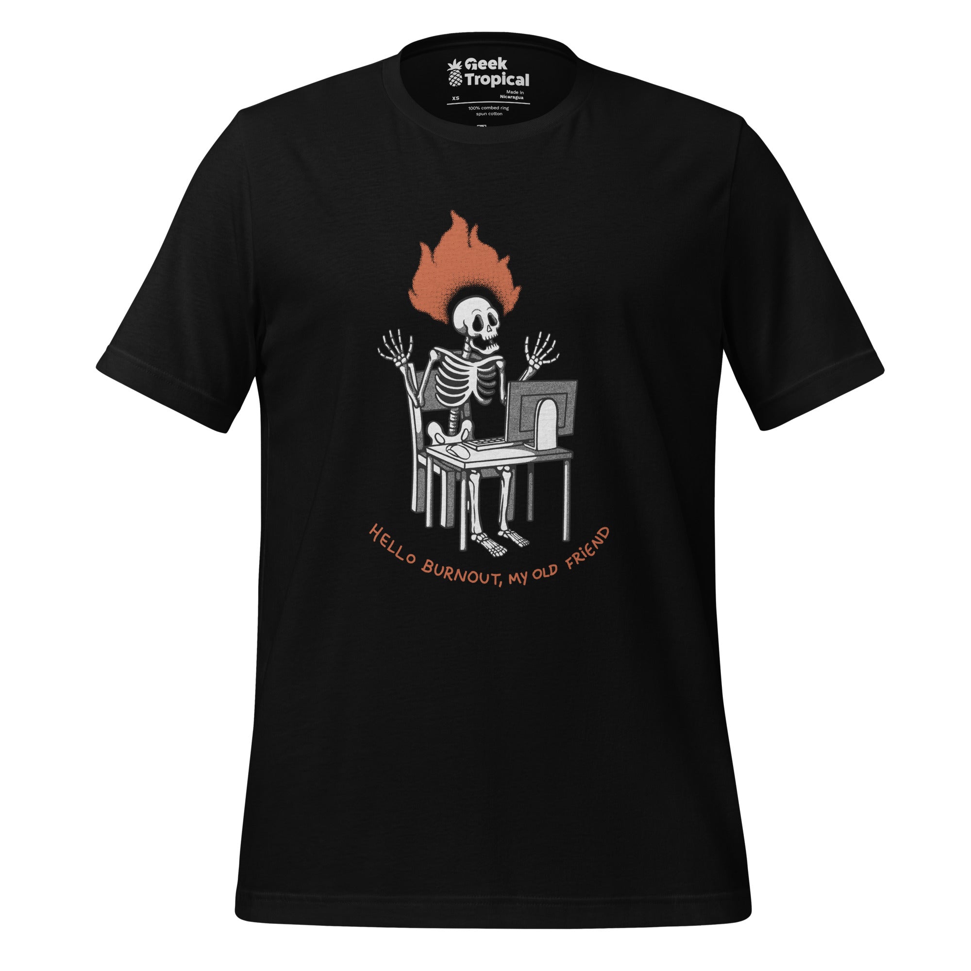 Skeleton Computer Burnout T-Shirt Geek Nerd Advertise to Meta computer print Design by Tobe Fonseca