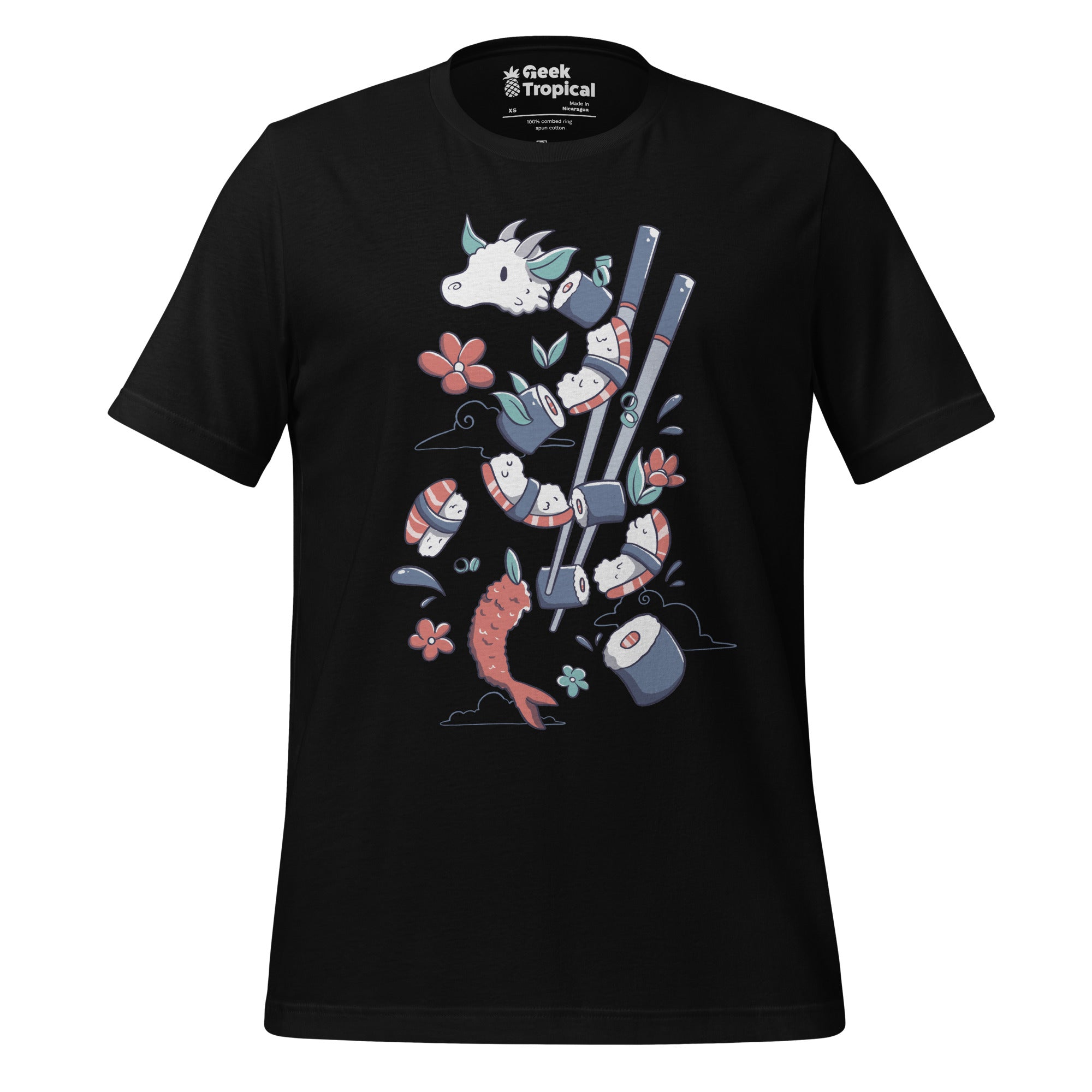 Dragonmaki Funny Sushi T-Shirt Geek Nerd Advertise to Meta Anime Design by Tobe Fonseca