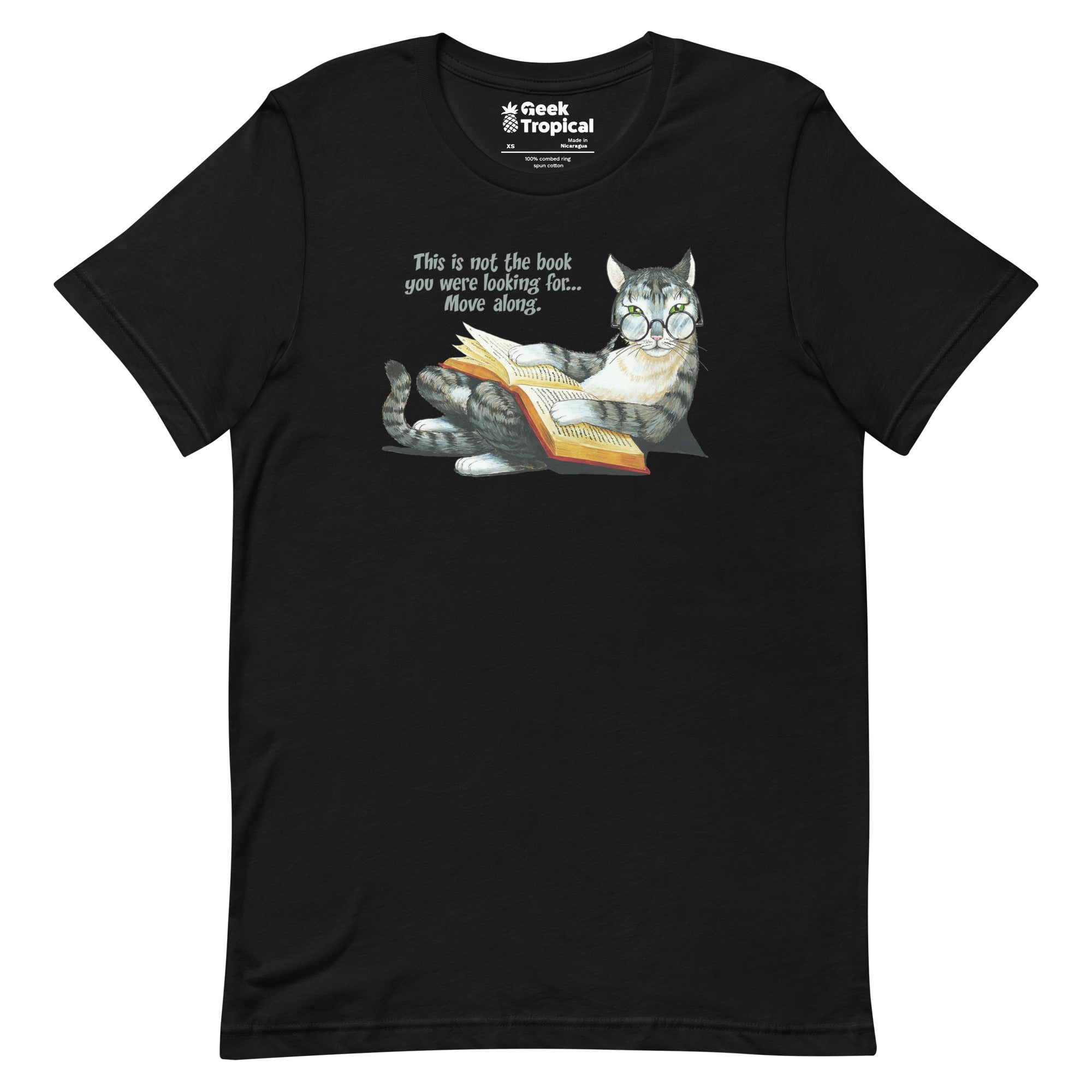 Grey Cat Reading T-Shirt 1