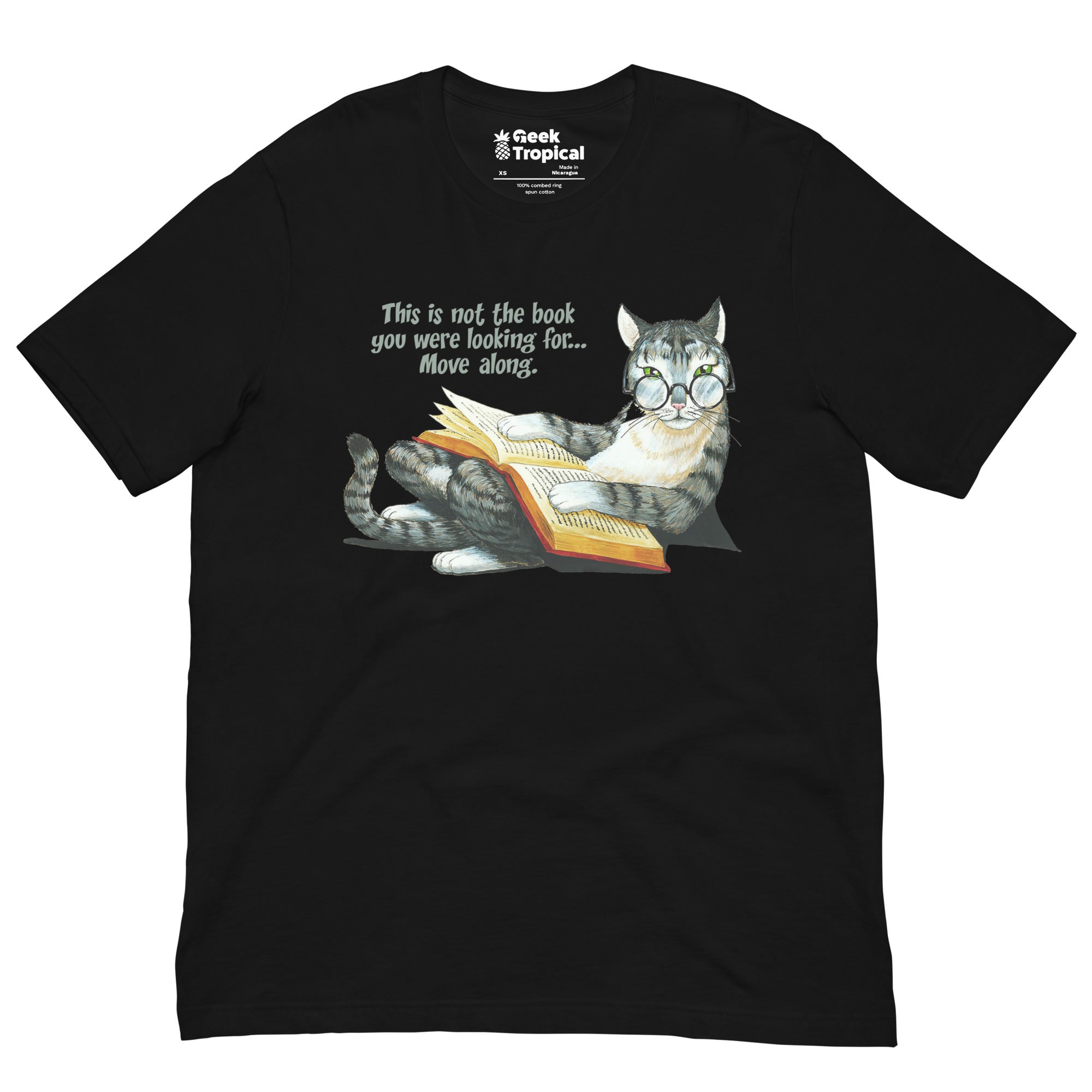 Grey Cat Reading T-Shirt 5