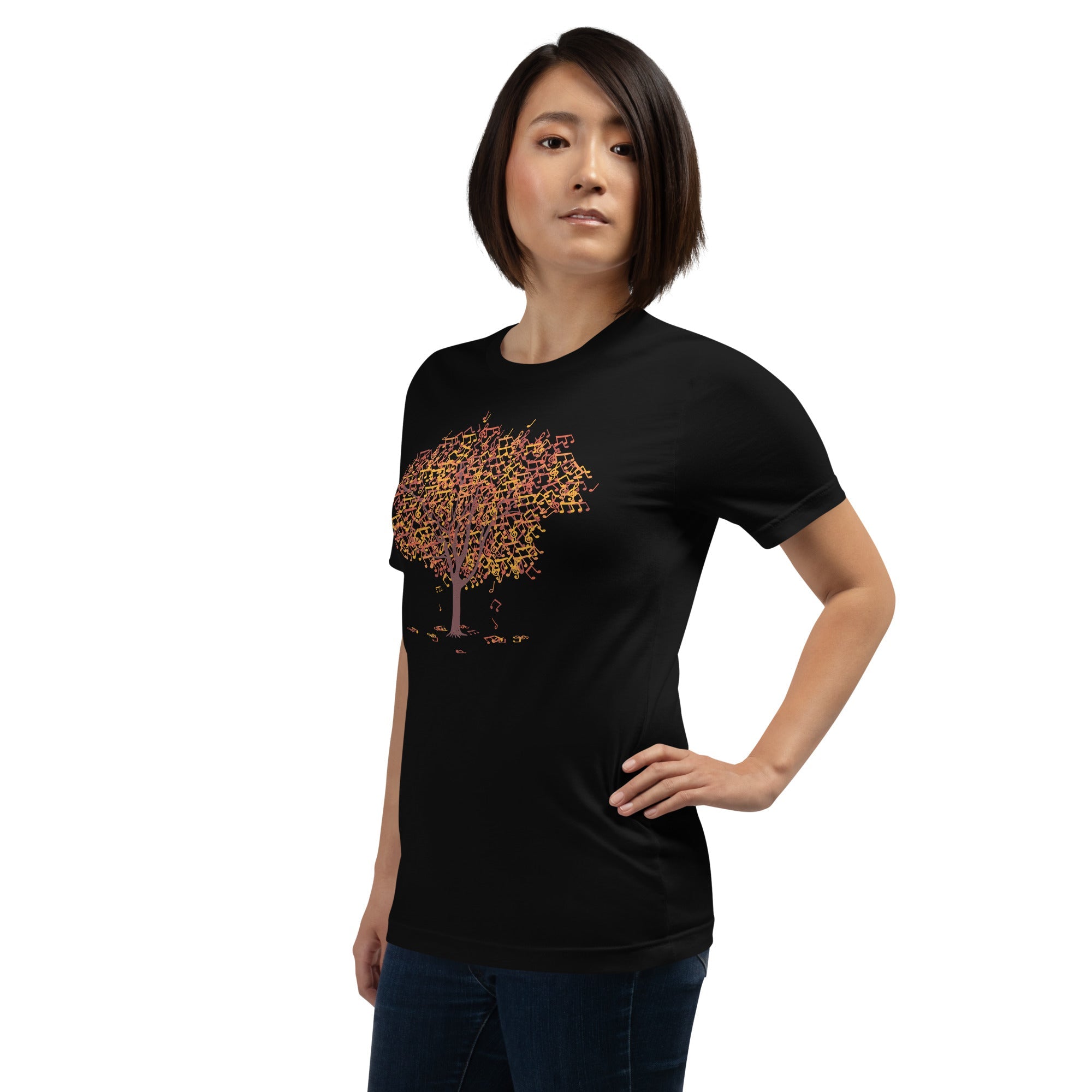 Tree Musical Notes Autumn Song T-Shirt Geek Nerd Advertise to Meta Botany Print Design by Tobe Fonseca