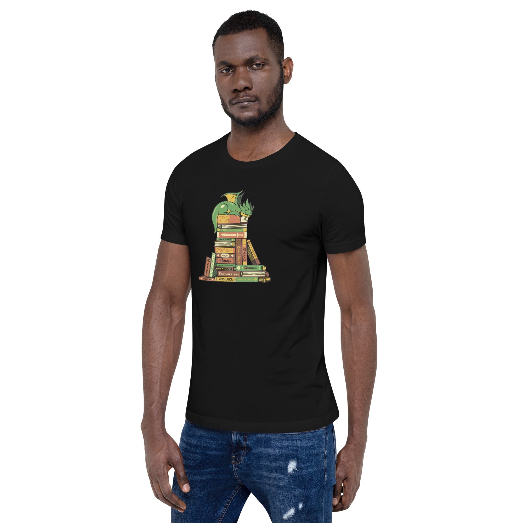 Treasure Hoarder Dragon Dark T-Shirt Geek Nerd Advertise to Meta Book Prints Design by Tobe Fonseca