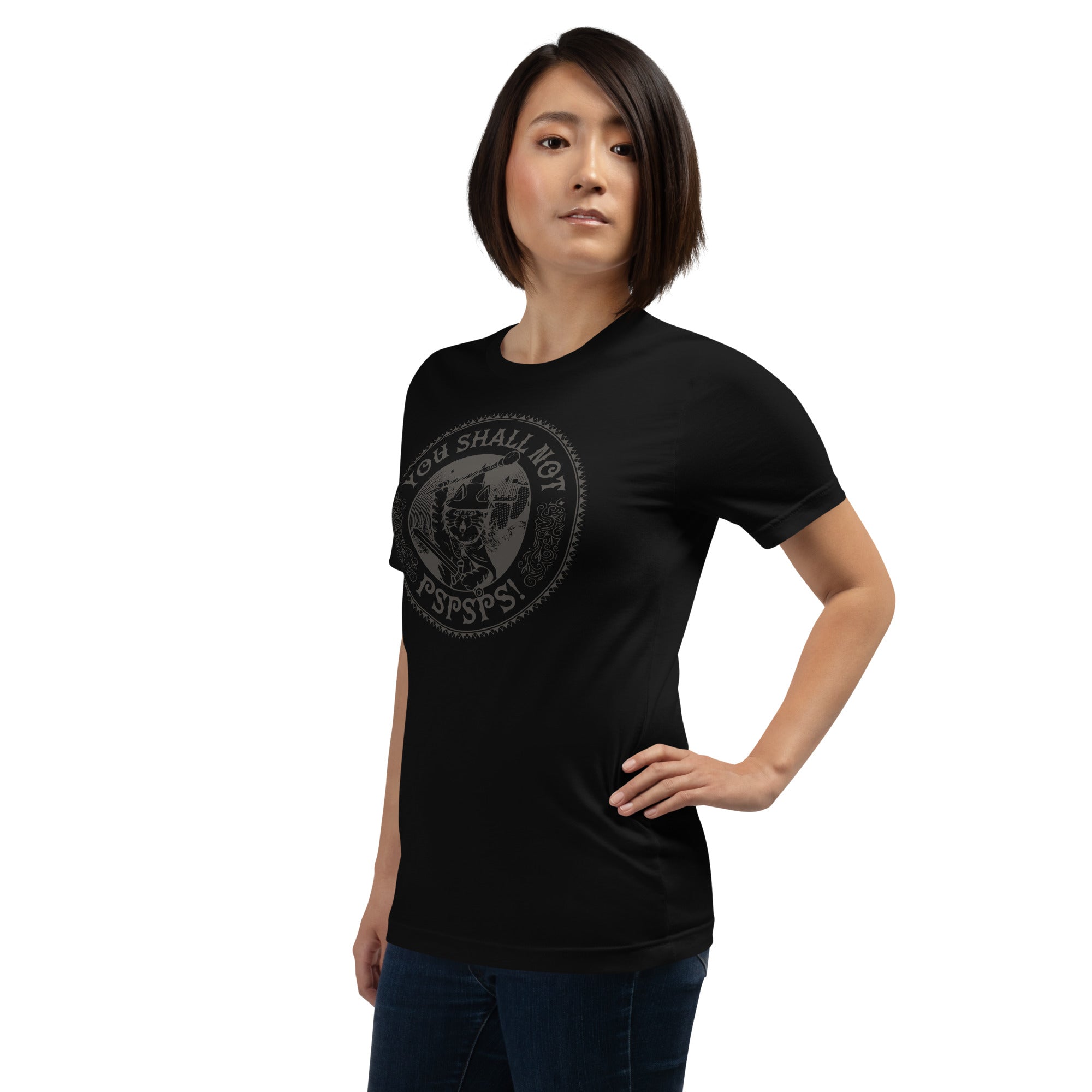 You Shall Not Pspsps Funny Cat T-Shirt Geek Nerd Advertise to Meta Animal Patterns Design by Tobe Fonseca