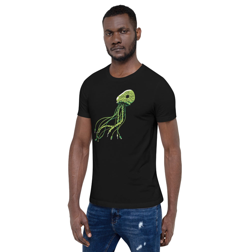 Technology Cyberpunk Jellyfish Science Computer T-Shirt Geek Nerd Advertise to Meta computer print Design by Tobe Fonseca