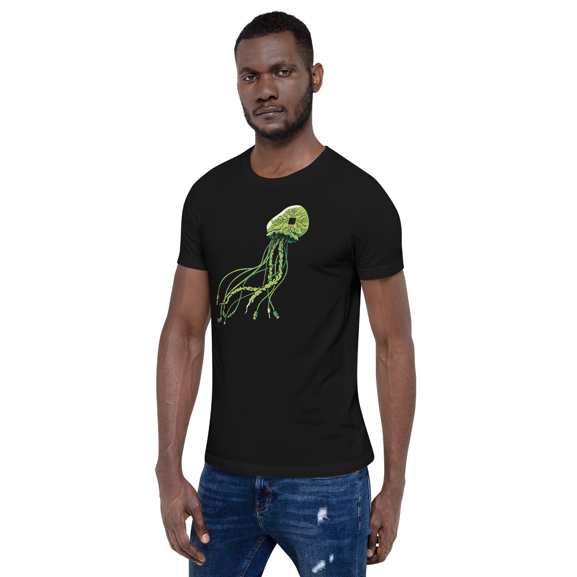 Technology Cyberpunk Jellyfish Science Computer T-Shirt Geek Nerd Advertise to Meta computer print Design by Tobe Fonseca