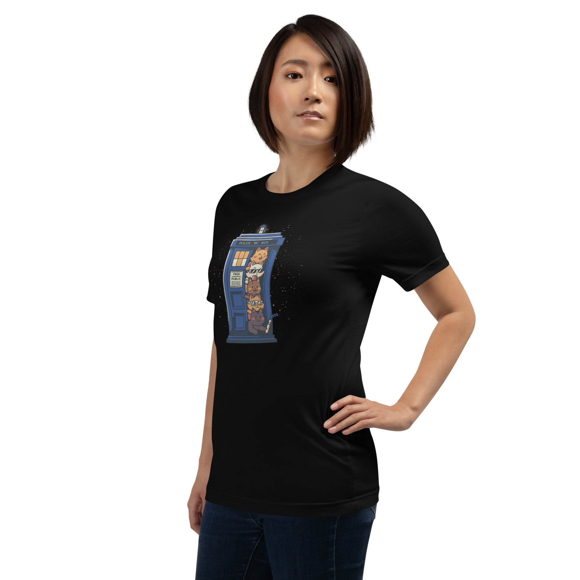 Tardis Cats T-Shirt Geek Nerd Advertise to Meta Animal Patterns Design by Tobe Fonseca