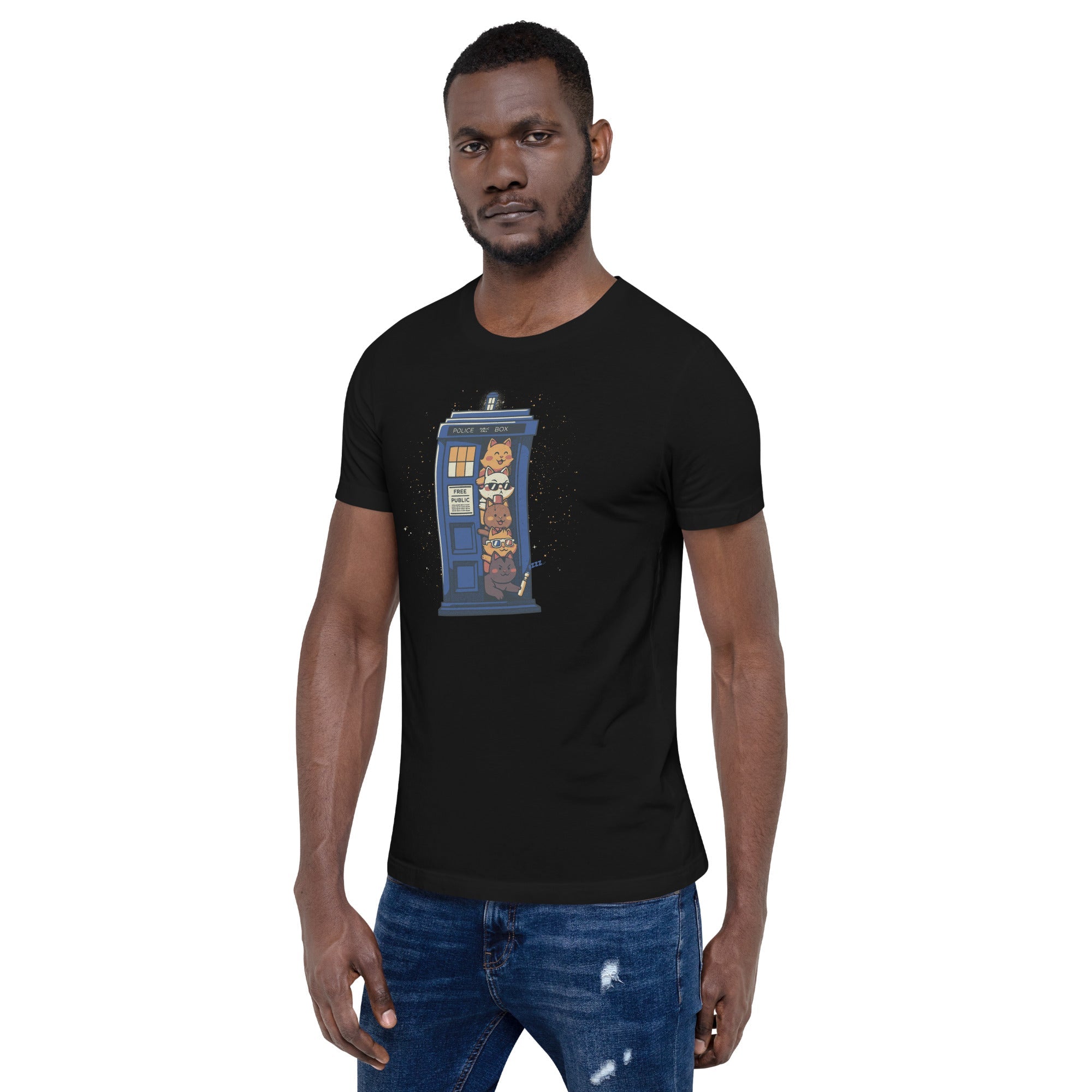 Tardis Cats T-Shirt Geek Nerd Advertise to Meta Animal Patterns Design by Tobe Fonseca