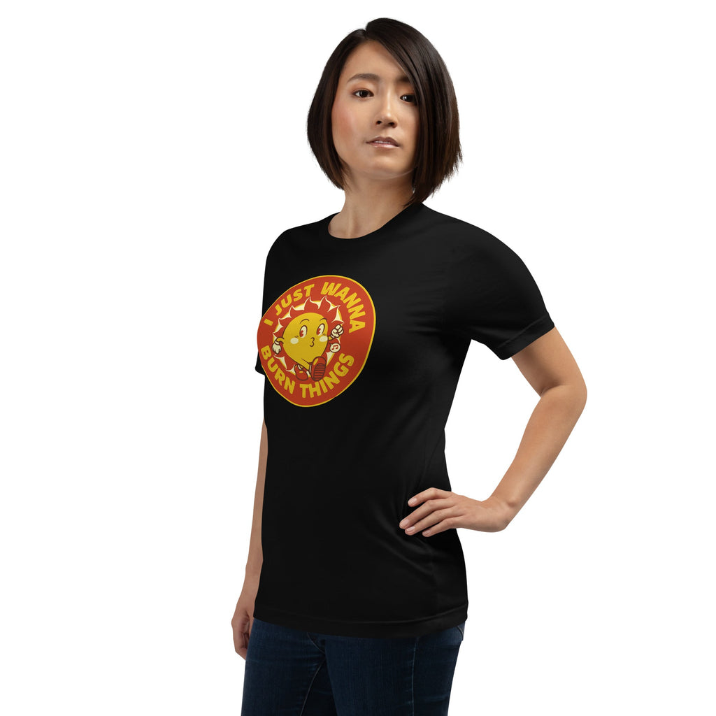 I Just Wanna Burn Things Sun Vintage Old School T-Shirt Geek Nerd Advertise to Meta Design by Tobe Fonseca FLOW DESC WRITING