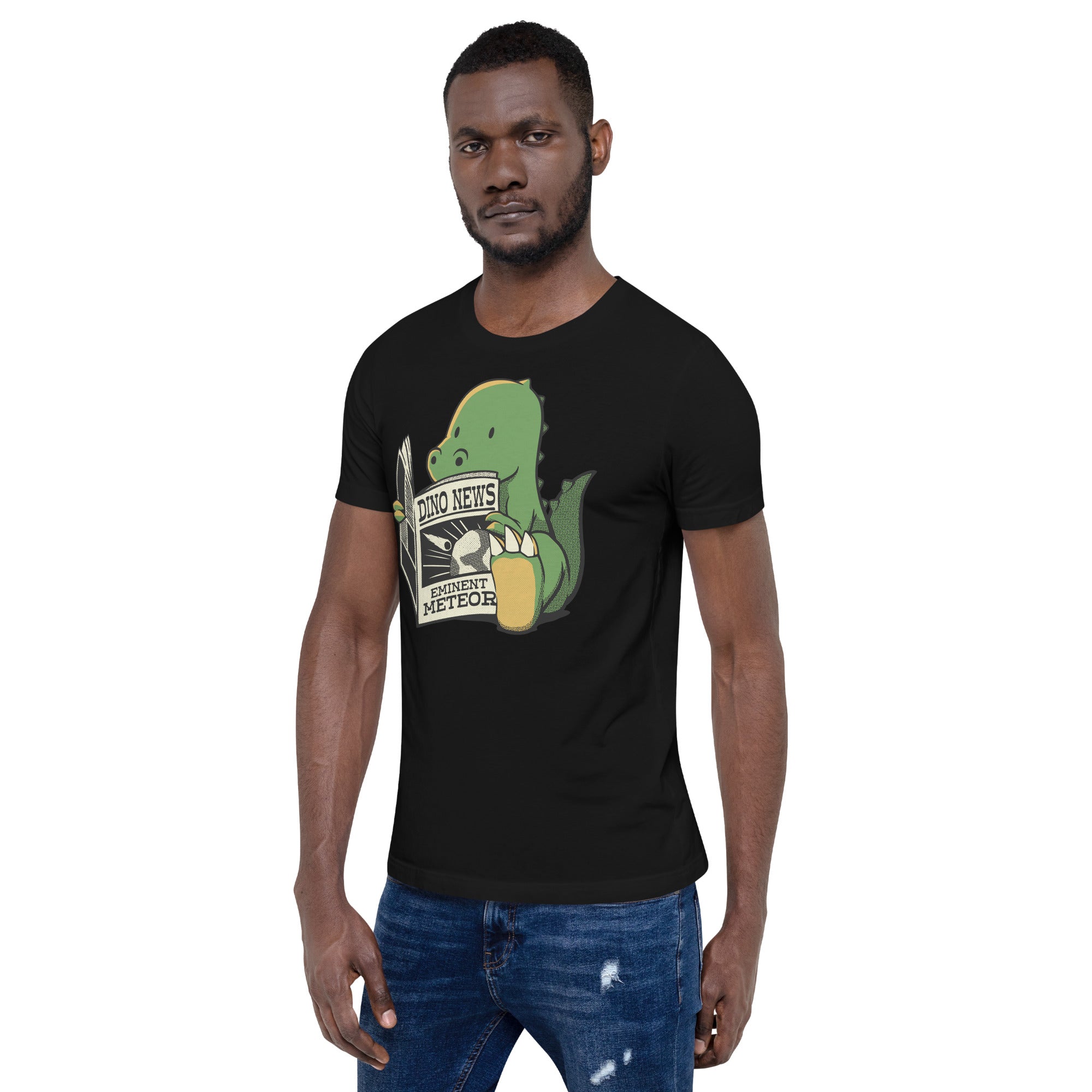 Dinosaur Meteor Jurassic News T-Shirt Geek Nerd Advertise to Meta Book Prints Design by Tobe Fonseca