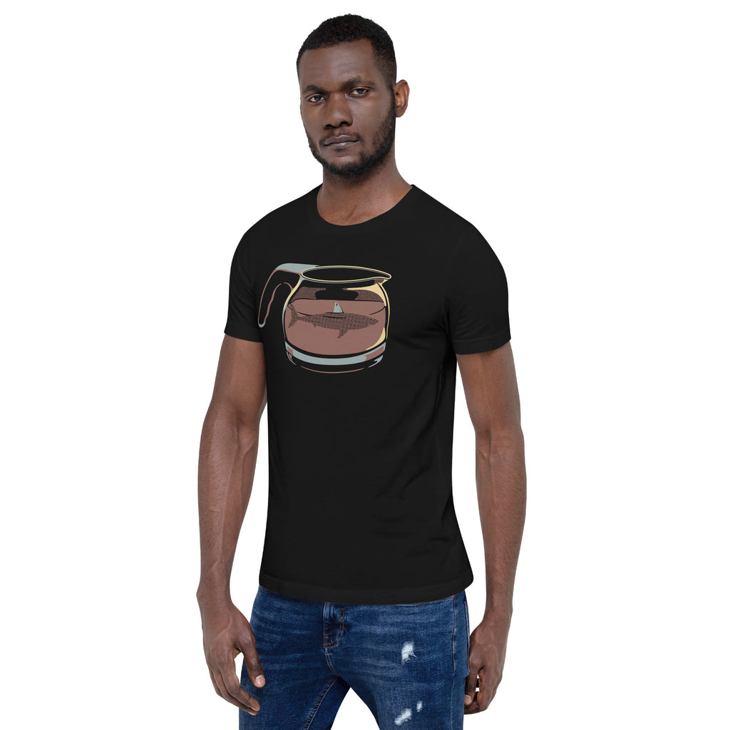 Coffee Jar Shark - Dangerous and Caffeinated T-Shirt Geek Nerd Advertise to Meta Animal Patterns Design by Tobe Fonseca