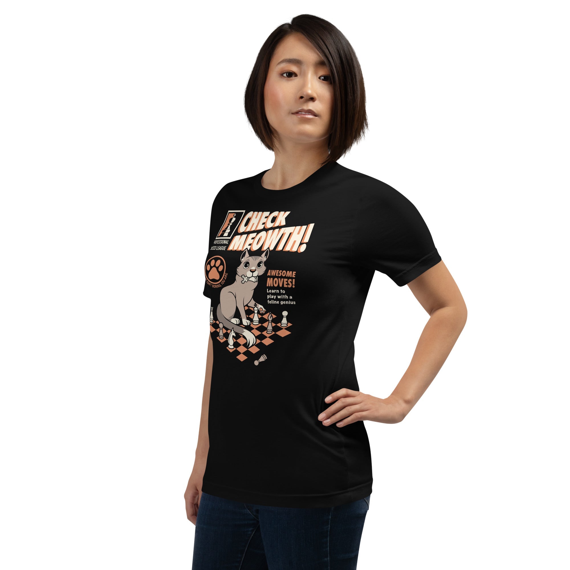 Check Cat Chess T-Shirt Geek Nerd Advertise to Meta Animal Patterns board game print