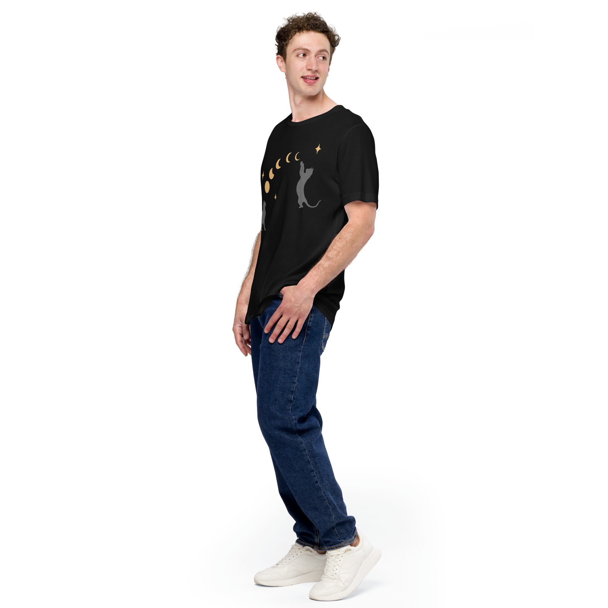 Cat And Moon T-Shirt Geek Nerd Advertise to Meta Animal Patterns Design by Episodic Drawing