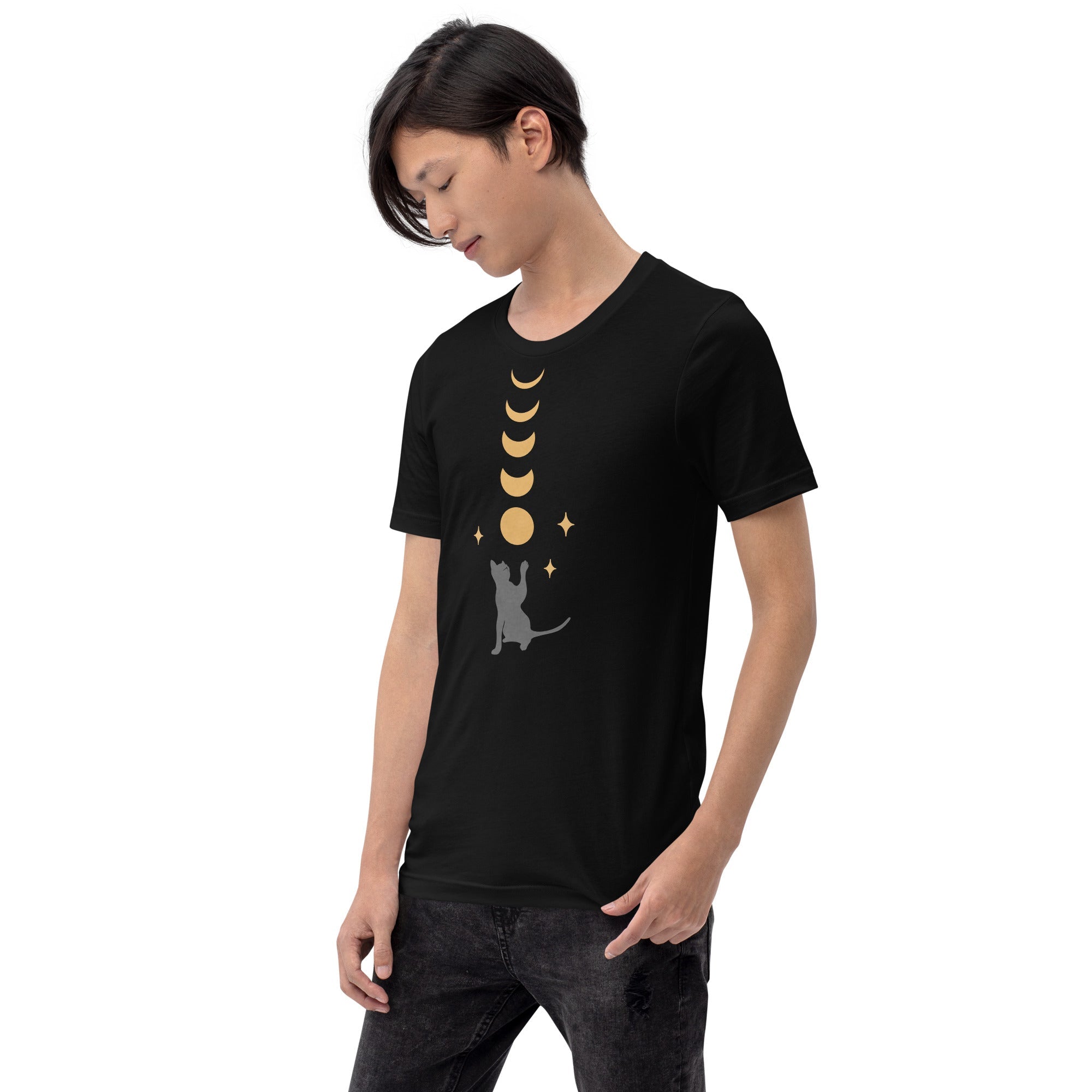 Cat And Moon 2 T-Shirt Geek Nerd Advertise to Meta Animal Patterns Design by Episodic Drawing