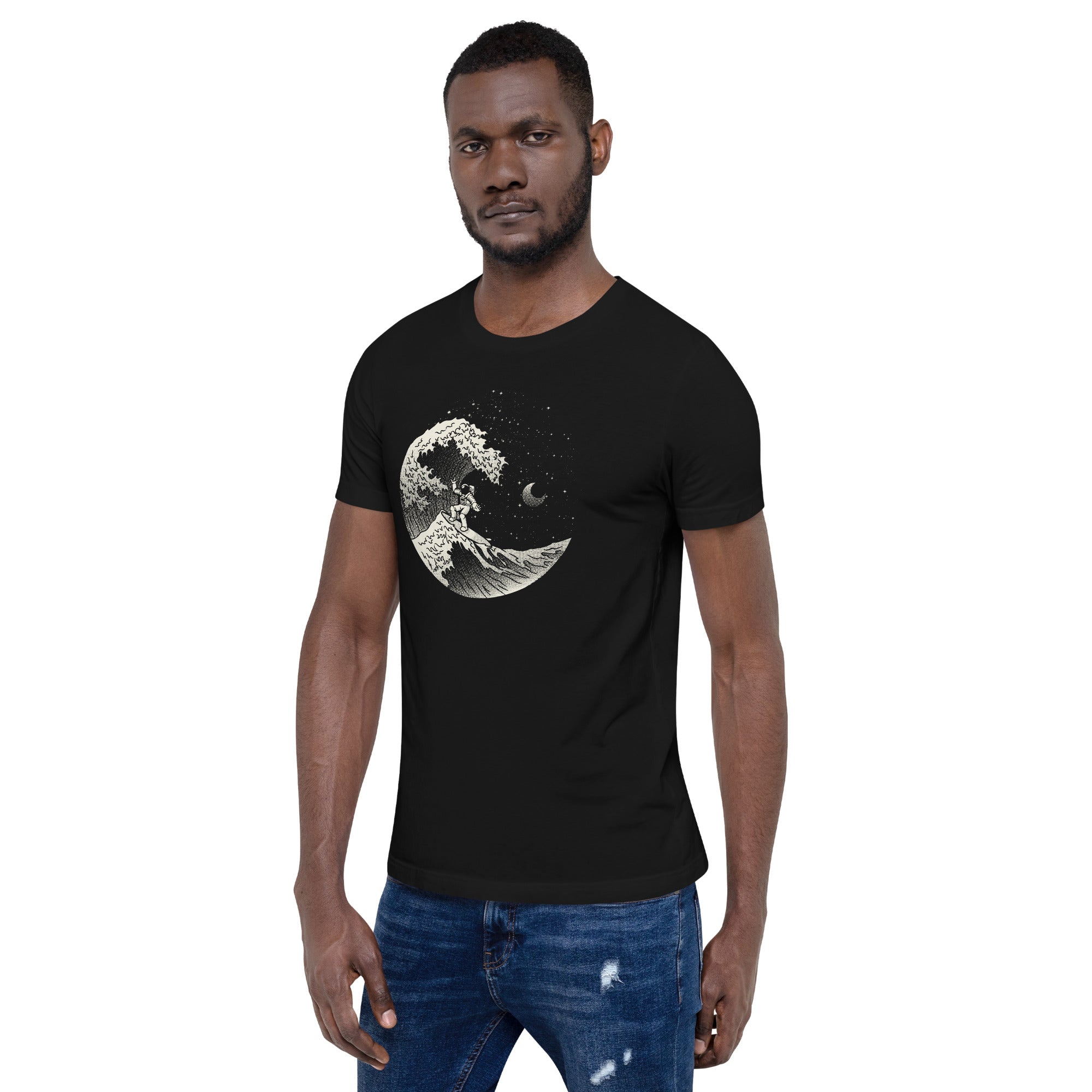 Astronaut Surfing Kanagawa Wave T-Shirt Geek Nerd Advertise to Meta Design by Tobe Fonseca Fantasy Prints