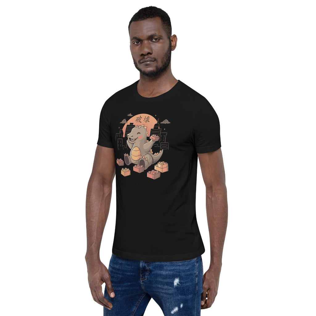 Baby Godzilla Japanese Vintage Destroying City T-shirt Geek Nerd Advertise to Meta Anime Design by Tobe Fonseca