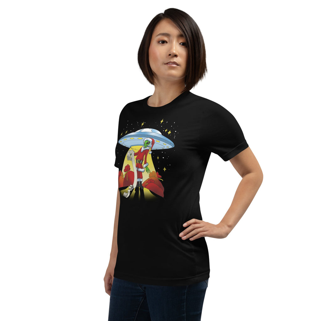 Alien Santa T-Shirt Geek Nerd Advertise to Meta Christmas Print FLOW DESC WRITING