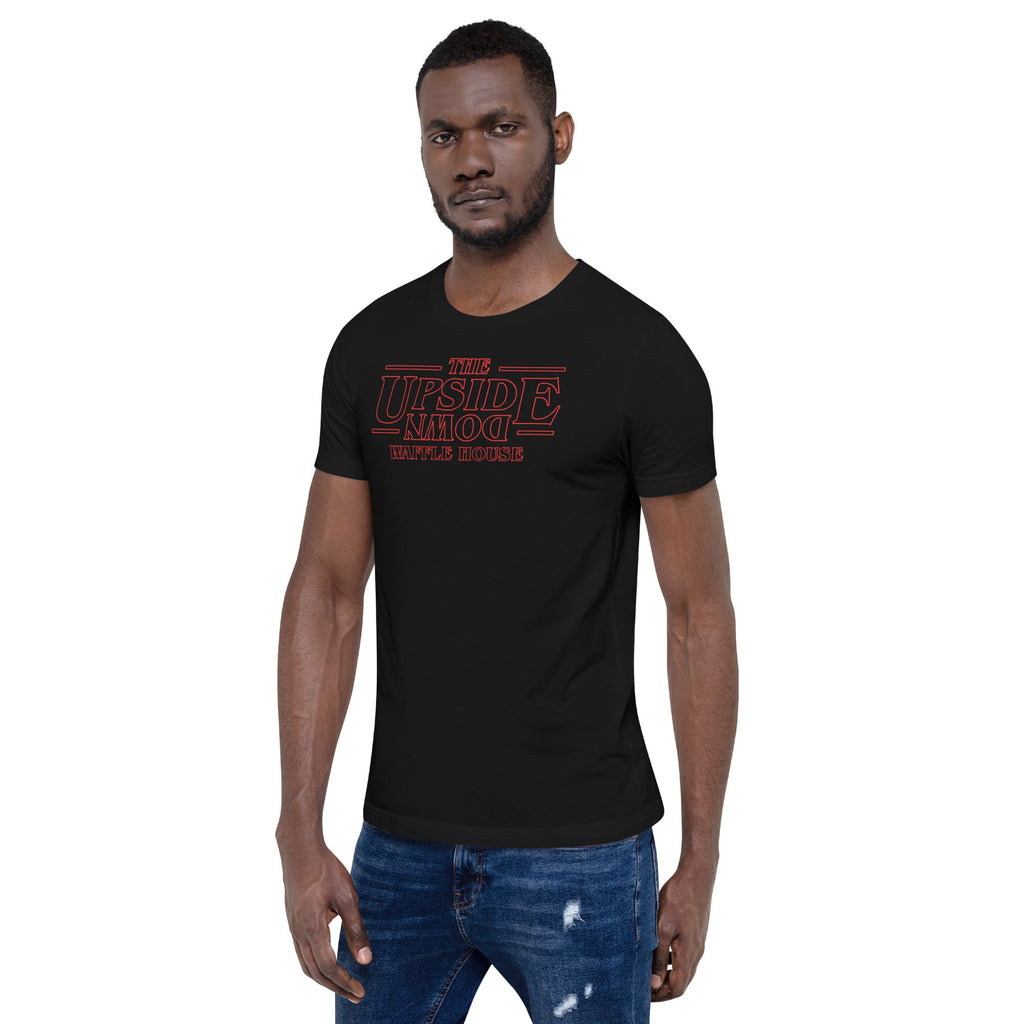 Upside Down Waffle House T-Shirt Geek Nerd Advertise to Meta FLOW DESC WRITING Funny Prints