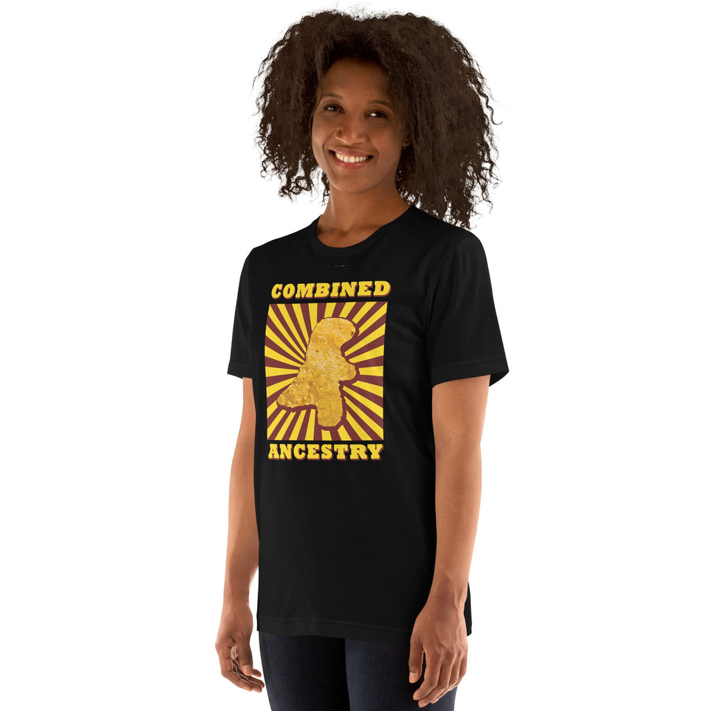 Combined Ancestry Dinosaur Nuggets T-Shirt Geek Nerd Advertise to Meta Animal Patterns Design by Random Galaxy