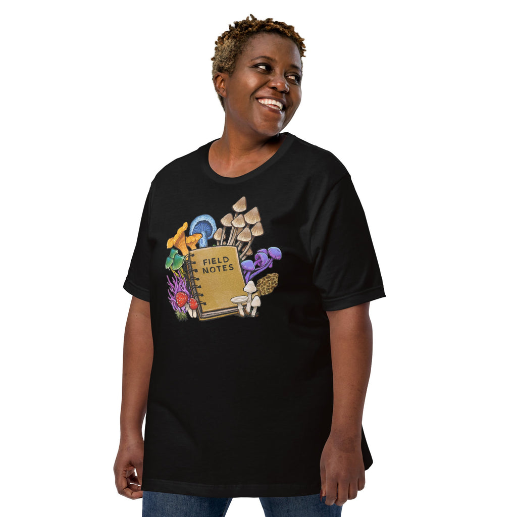 Mushroom Field Notes T-Shirt Geek Nerd Advertise to Meta Botany Print Elle