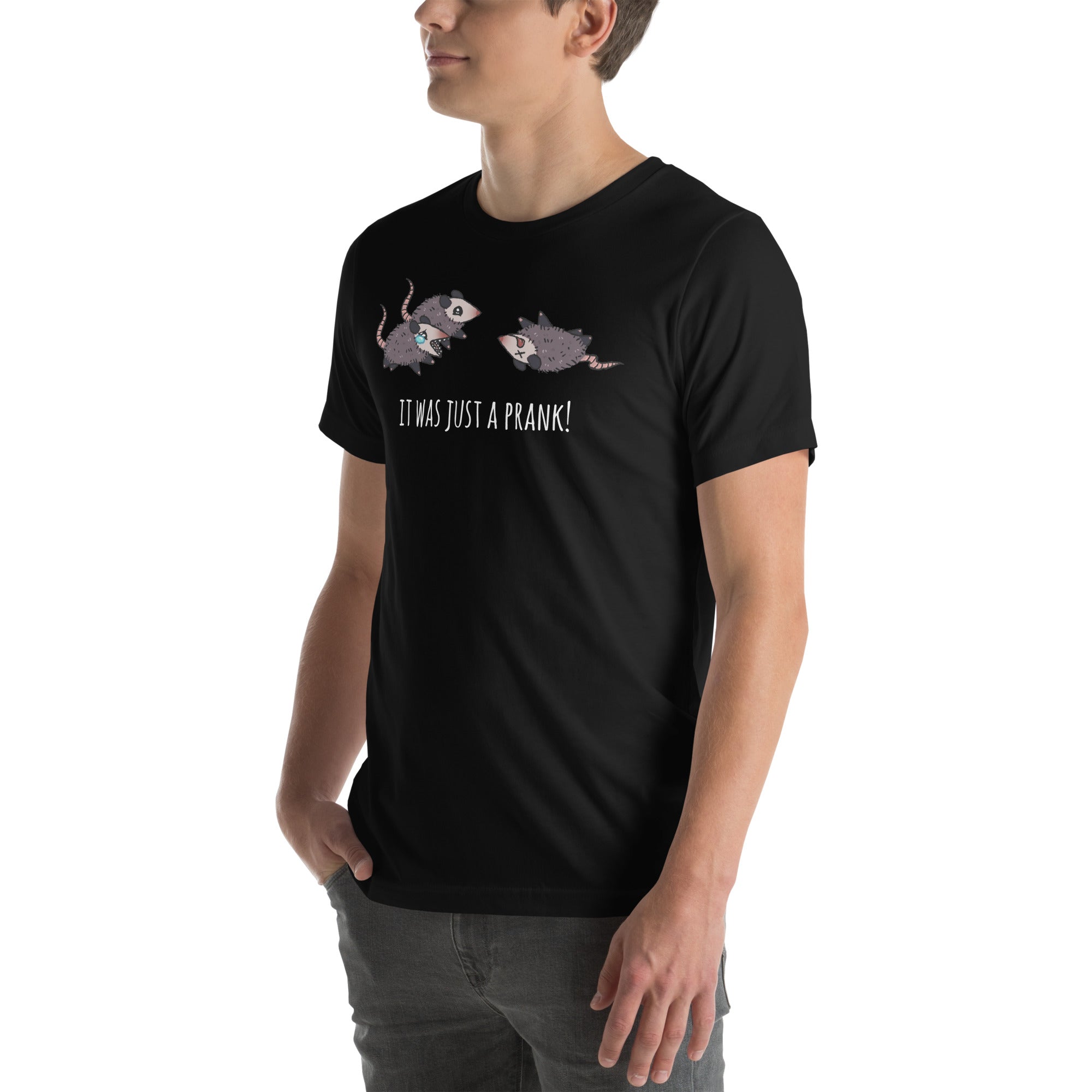 It Was Just A Prank Possum T-Shirt Geek Nerd Advertise to Meta Animal Patterns Design by Ardi Tong