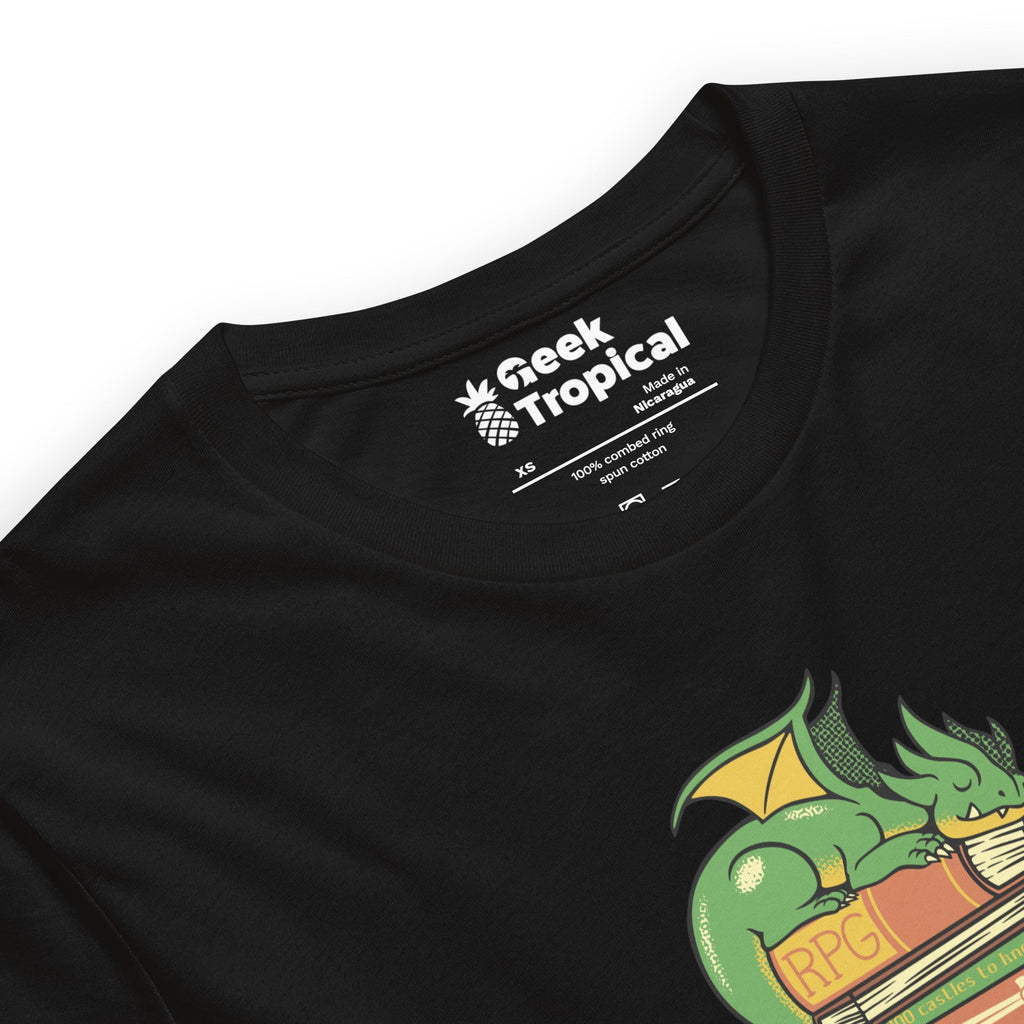 Treasure Hoarder Dragon Dark T-Shirt Geek Nerd Advertise to Meta Book Prints Design by Tobe Fonseca