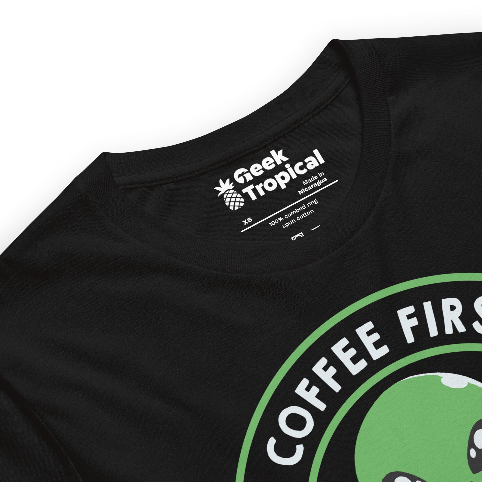 Coffee First, Human Interaction Later T-Shirt Geek Nerd Advertise to Meta Design by Tobe Fonseca FLOW DESC WRITING