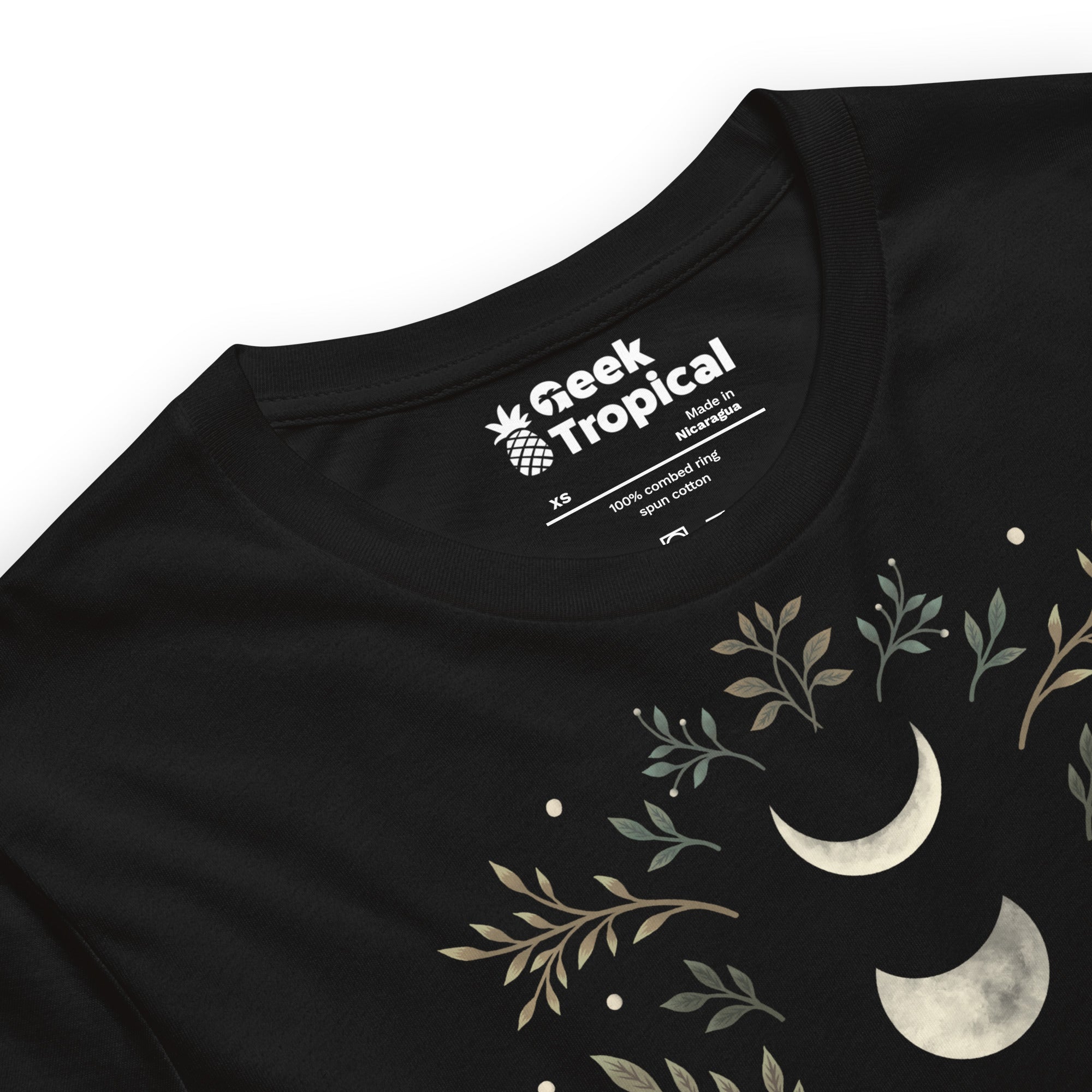 Moonlight Garden Olive T-Shirt Geek Nerd Advertise to Meta Botany Print Design by Episodic Drawing