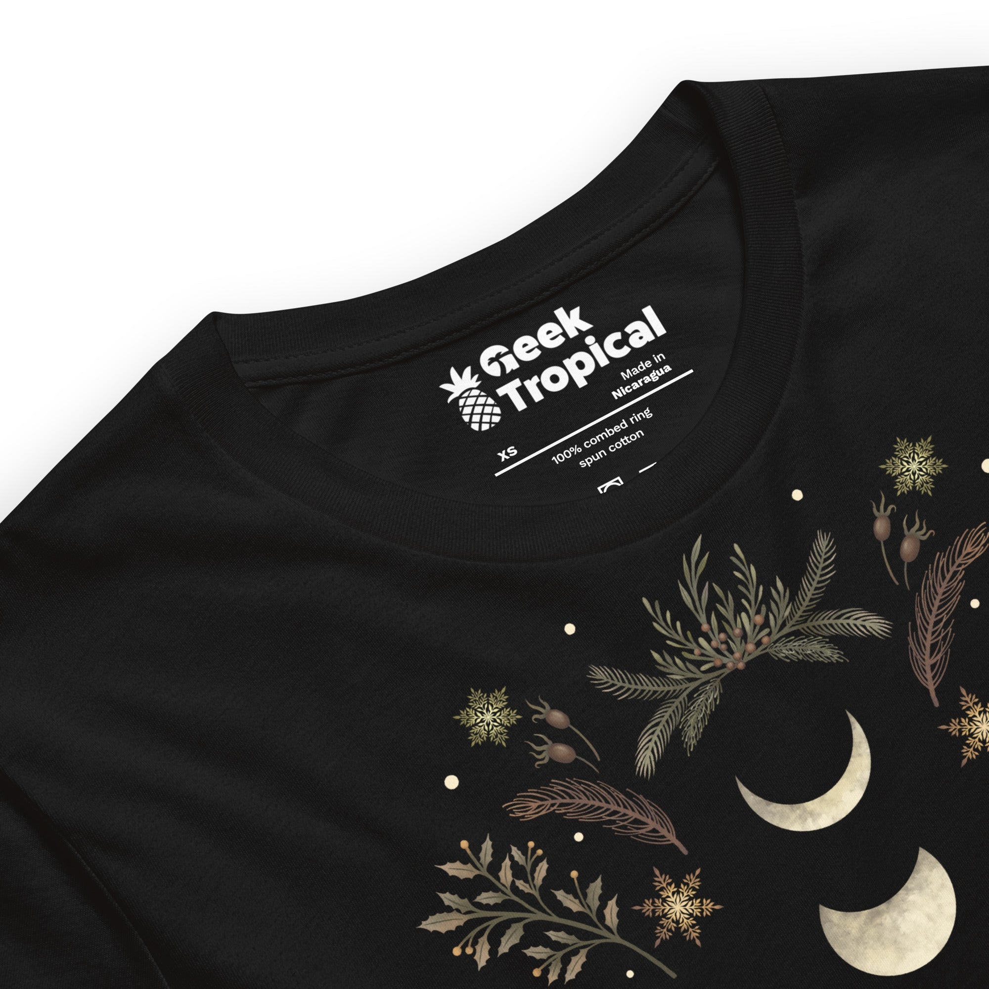 Moonlight Garden Winter Brown T-Shirt Geek Nerd Advertise to Meta Botany Print Design by Episodic Drawing