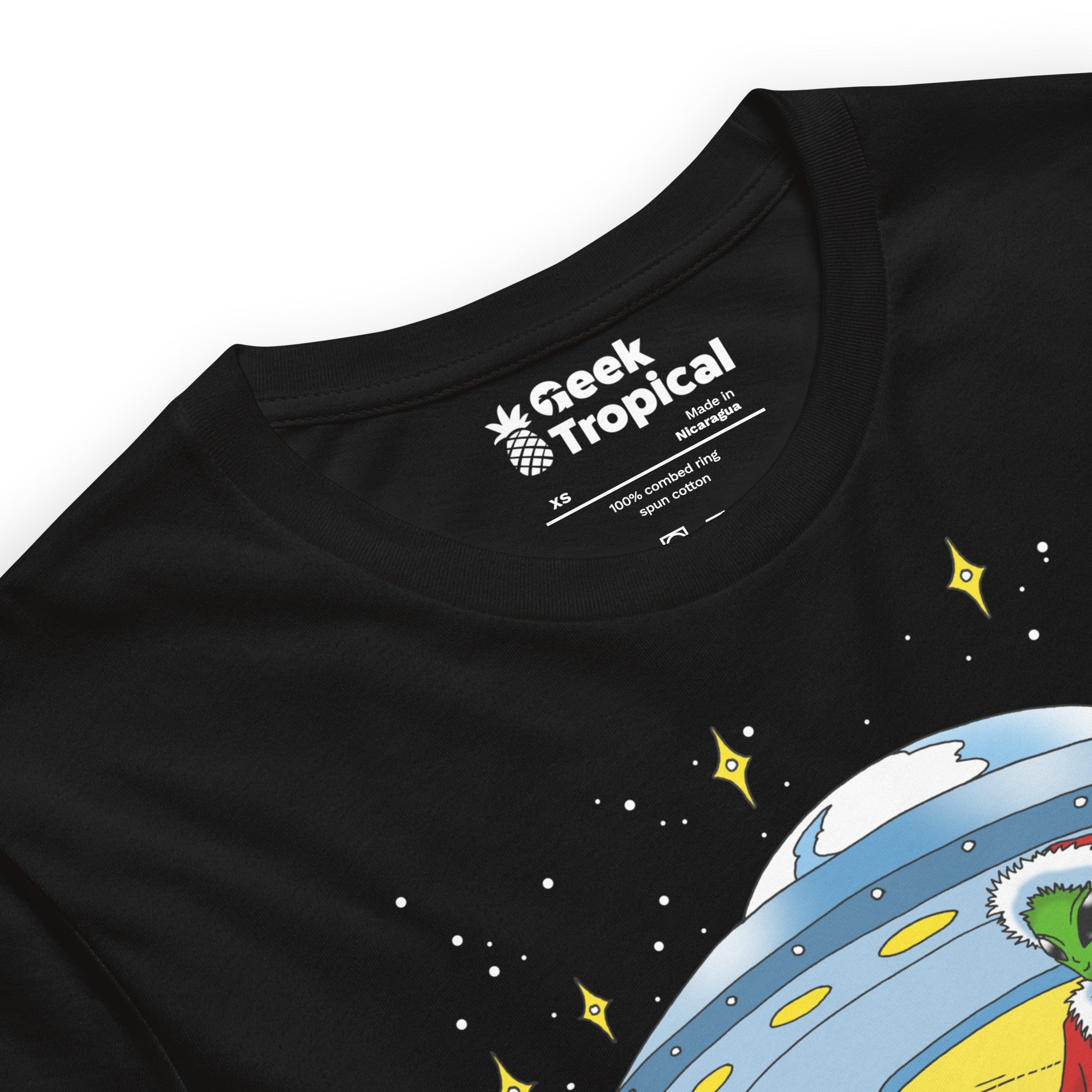 Alien Santa T-Shirt Geek Nerd Advertise to Meta Christmas Print FLOW DESC WRITING