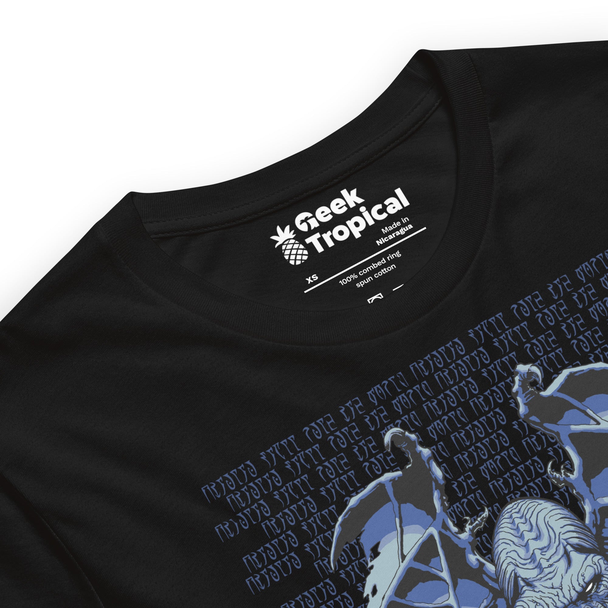 Blue Cthulhu T-Shirt Geek Nerd Advertise to Meta Fantasy Prints FLOW DESC WRITING