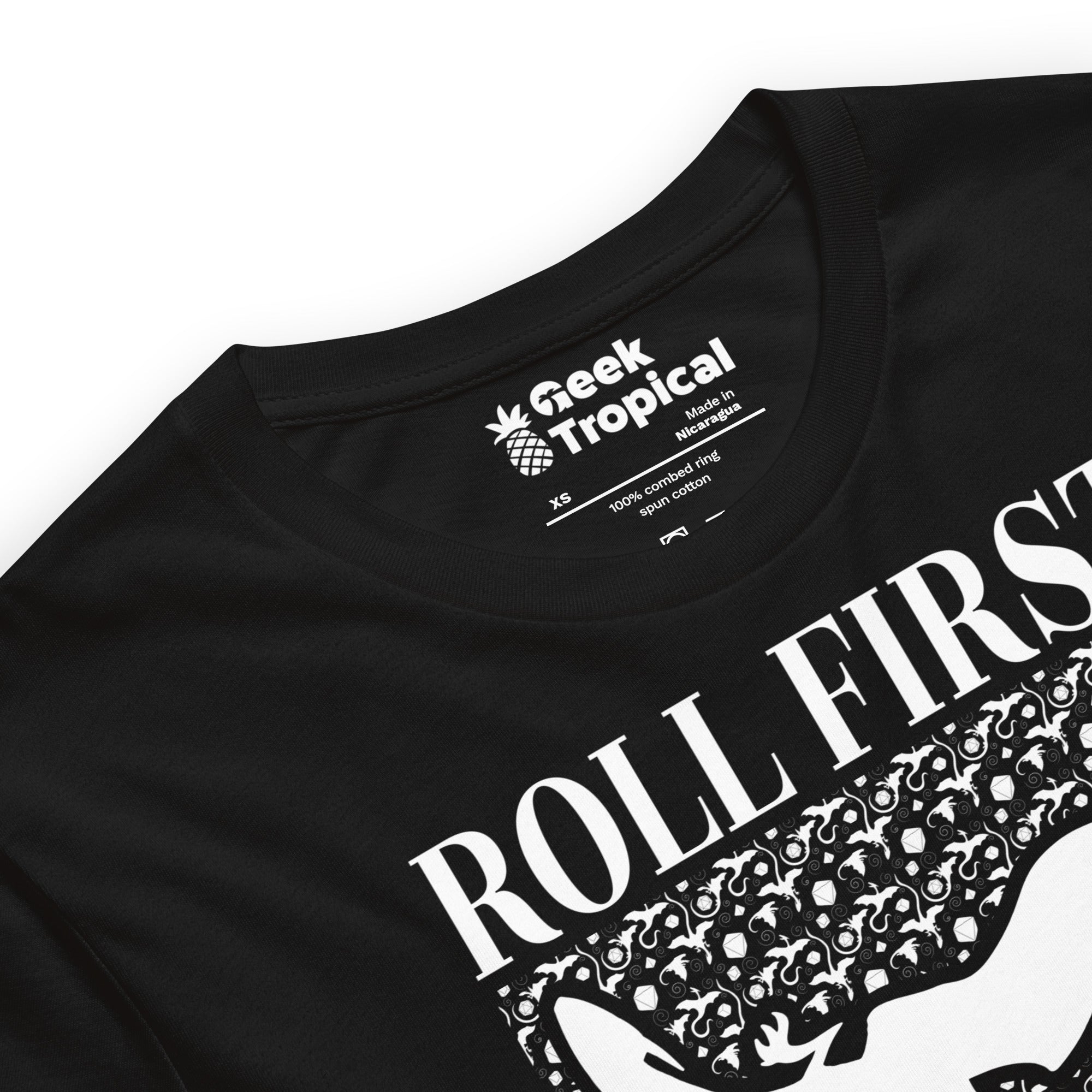 Roll First Think Later Dnd Dragons T-Shirt Geek Nerd Advertise to Meta dnd & rpg print Elle